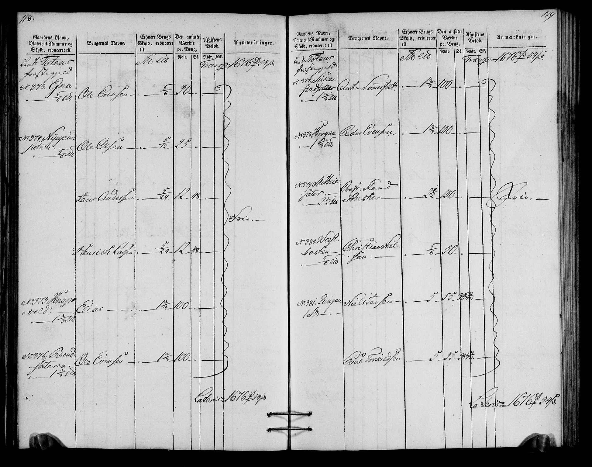 Rentekammeret inntil 1814, Realistisk ordnet avdeling, AV/RA-EA-4070/N/Ne/Nea/L0037: Toten fogderi. Oppebørselsregister, 1803-1804, p. 62