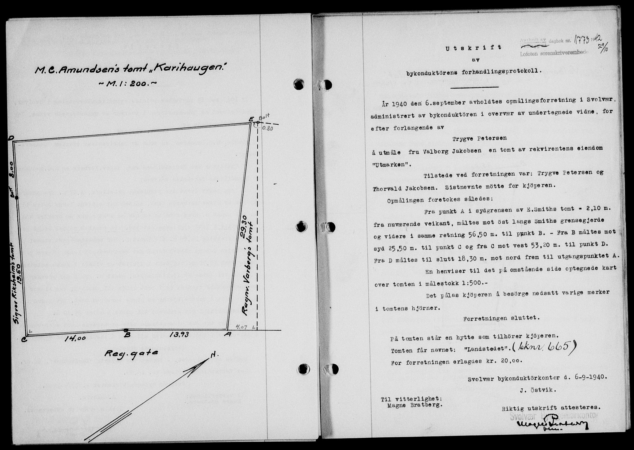 Lofoten sorenskriveri, SAT/A-0017/1/2/2C/L0010a: Mortgage book no. 10a, 1942-1943, Diary no: : 1773/1942