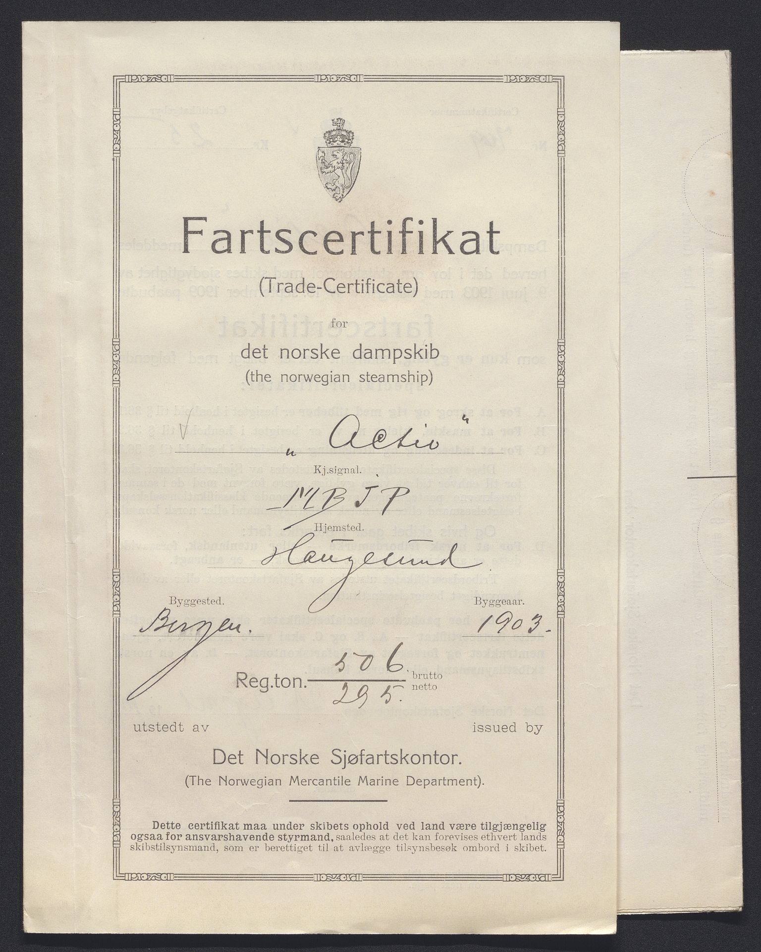 Sjøfartsdirektoratet med forløpere, skipsmapper slettede skip, AV/RA-S-4998/F/Fa/L0002: --, 1873-1923, p. 280