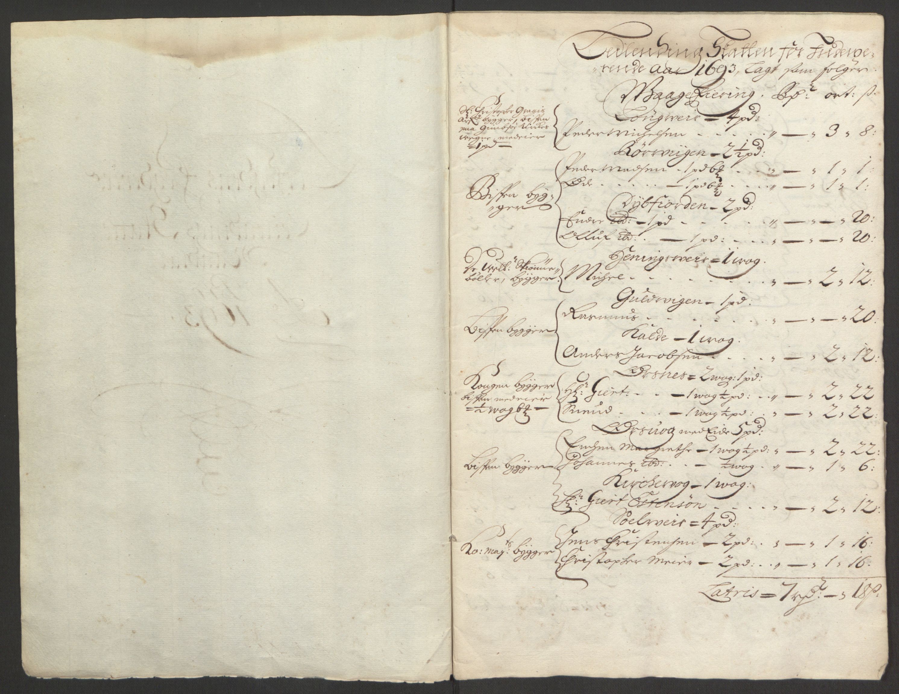 Rentekammeret inntil 1814, Reviderte regnskaper, Fogderegnskap, RA/EA-4092/R67/L4675: Fogderegnskap Vesterålen, Andenes og Lofoten, 1691-1693, p. 230