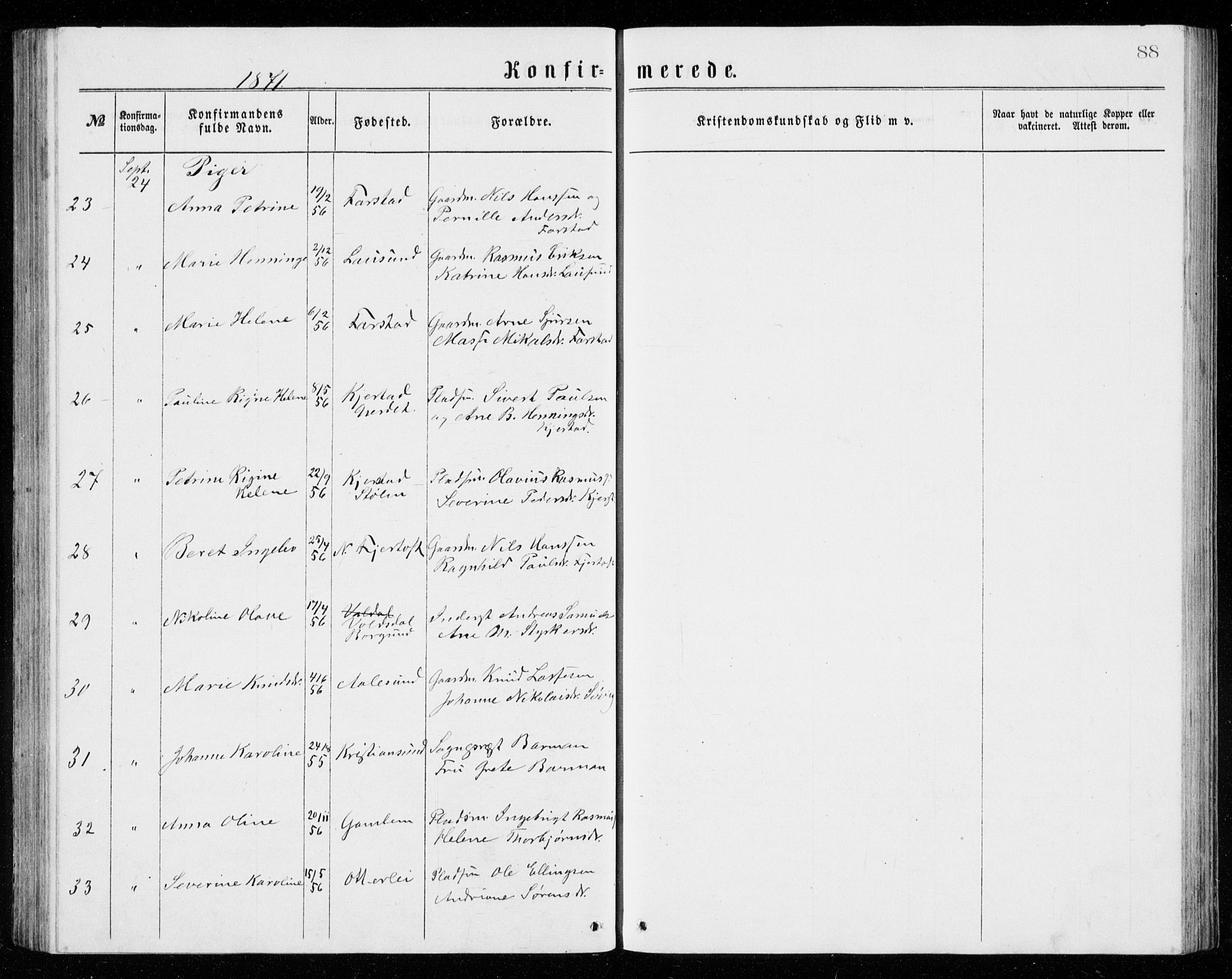 Ministerialprotokoller, klokkerbøker og fødselsregistre - Møre og Romsdal, AV/SAT-A-1454/536/L0509: Parish register (copy) no. 536C04, 1871-1881, p. 88