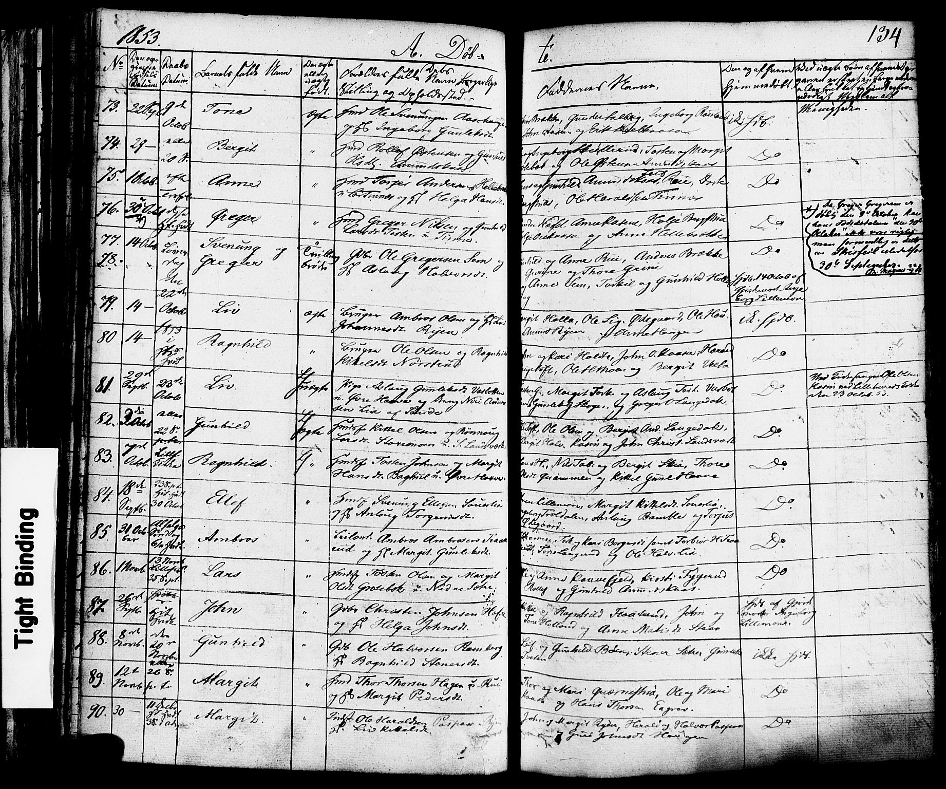 Heddal kirkebøker, AV/SAKO-A-268/F/Fa/L0006: Parish register (official) no. I 6, 1837-1854, p. 134