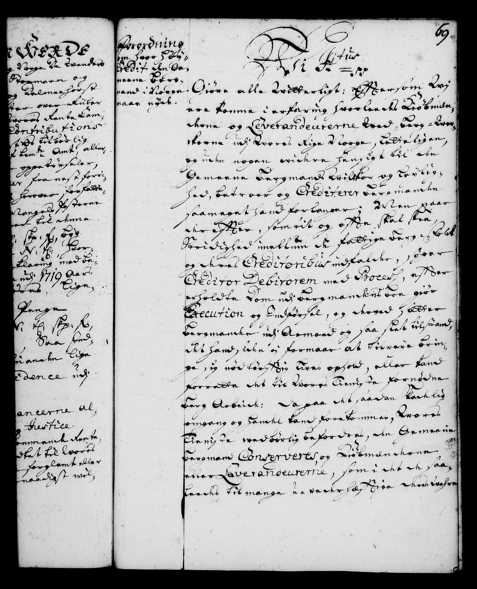 Rentekammeret, Kammerkanselliet, RA/EA-3111/G/Gg/Gga/L0001: Norsk ekspedisjonsprotokoll med register (merket RK 53.1), 1720-1723, p. 69