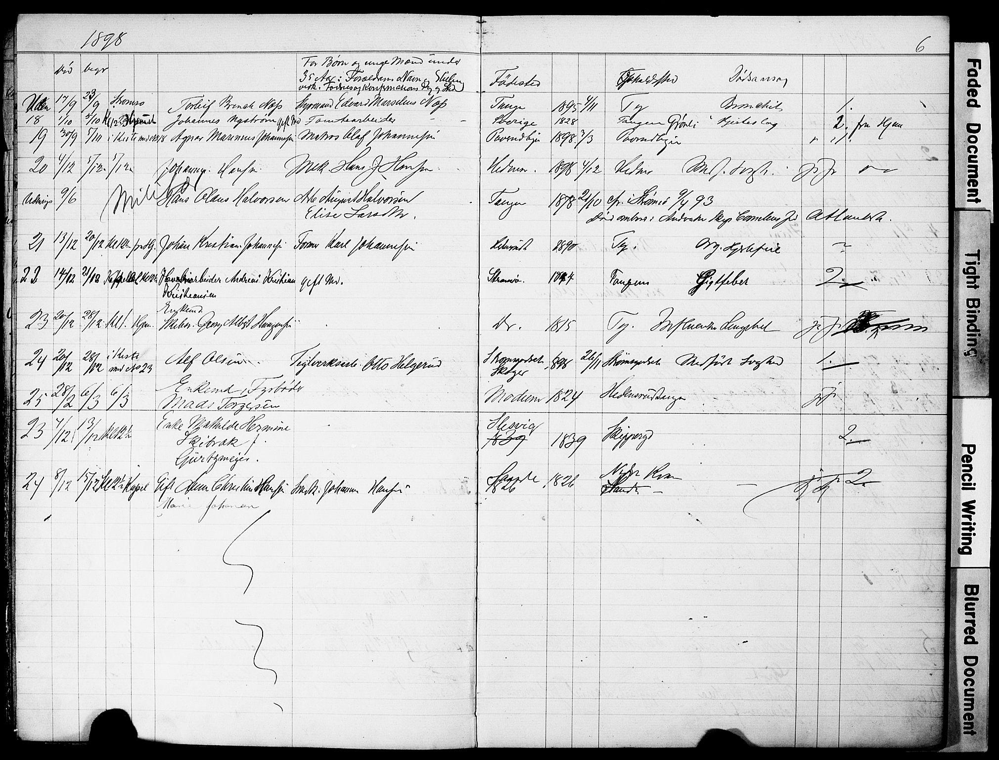 Strømsø kirkebøker, AV/SAKO-A-246/Y/Yb/L0001: Parish register draft no. II 1, 1896-1904, p. 6