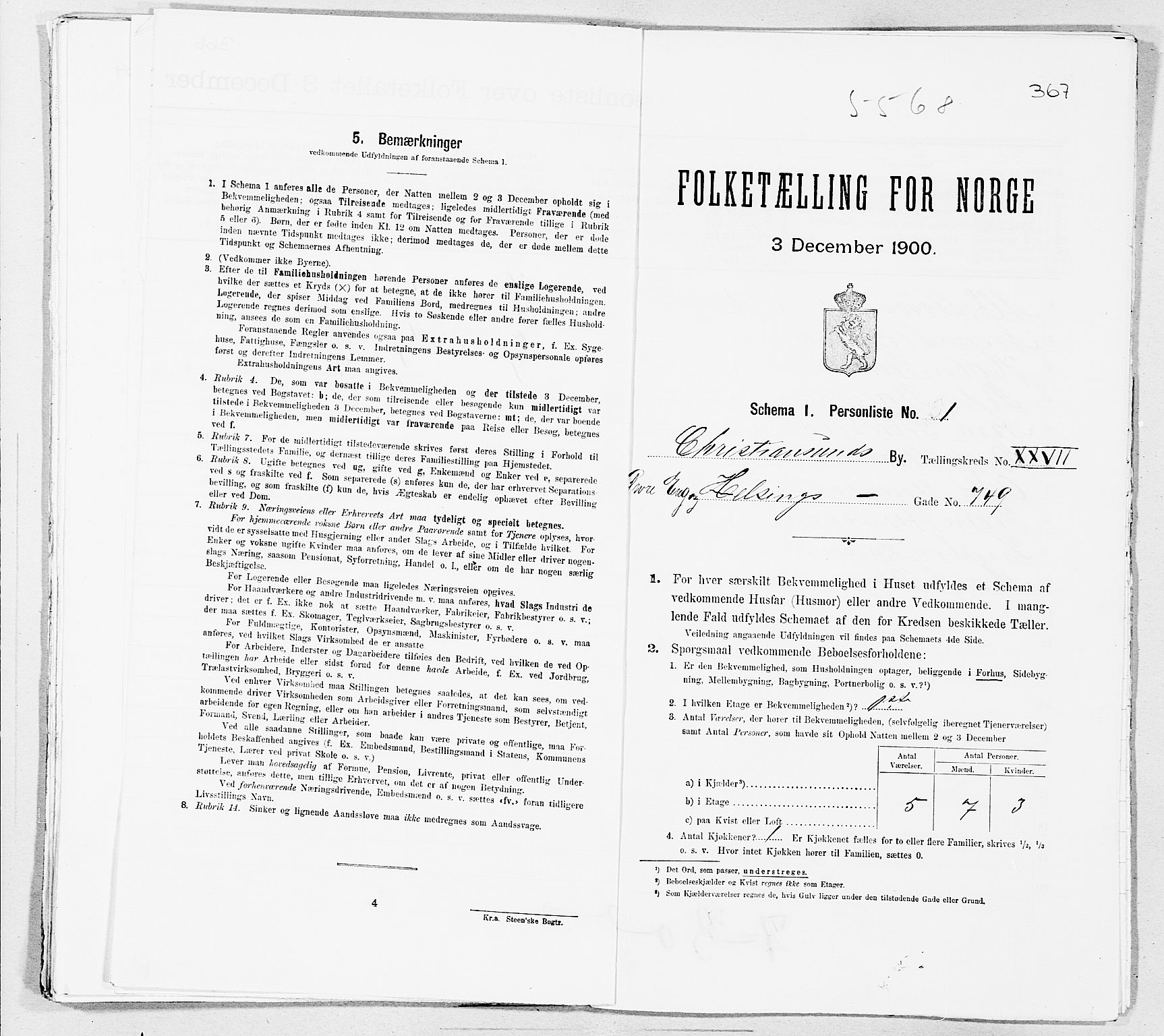 SAT, 1900 census for Kristiansund, 1900, p. 2760