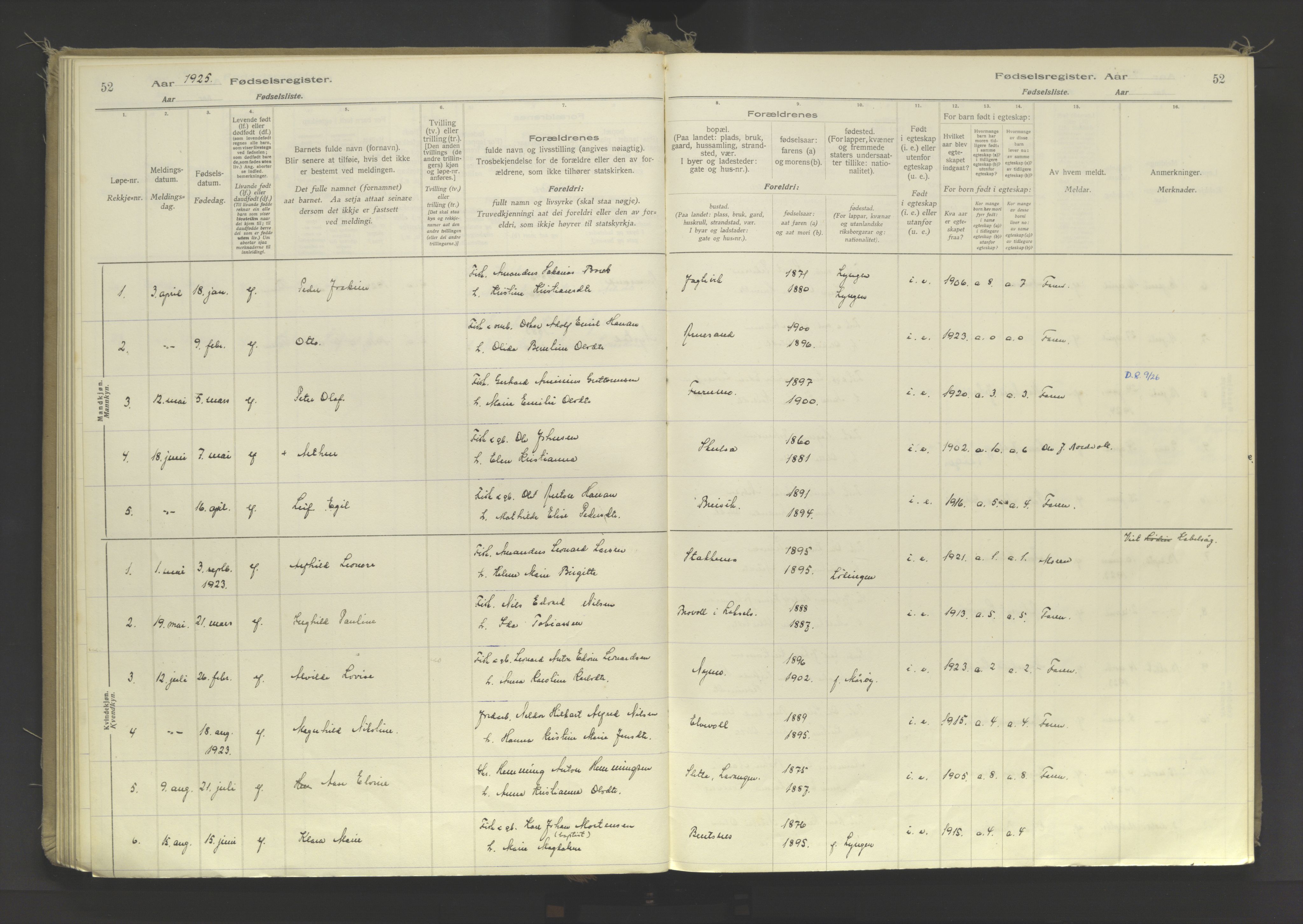 Lyngen sokneprestembete, AV/SATØ-S-1289/I/Ia/L0078: Birth register no. 78, 1916-1950, p. 52