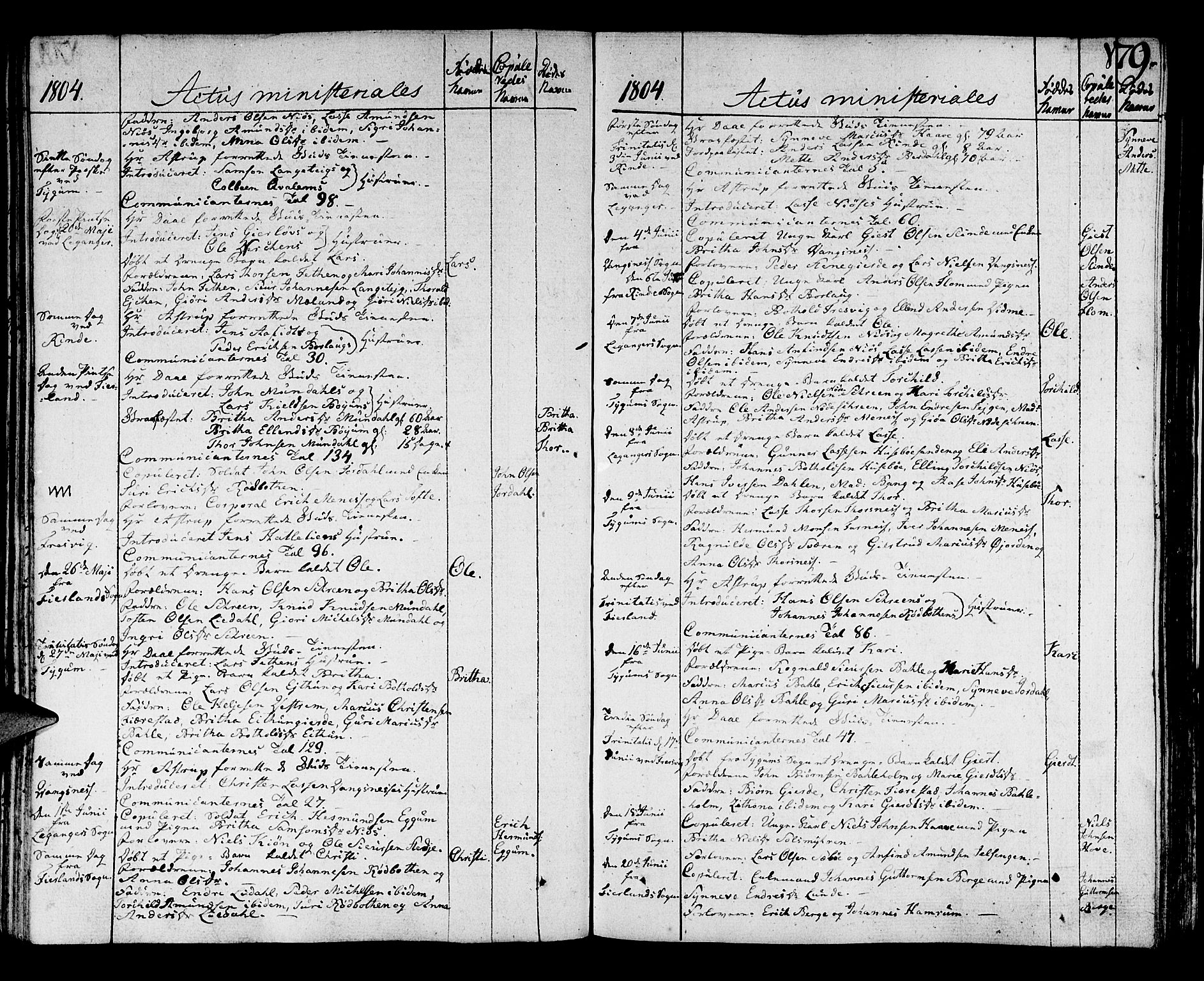 Leikanger sokneprestembete, AV/SAB-A-81001/H/Haa/Haaa/L0005: Parish register (official) no. A 5, 1792-1809, p. 179