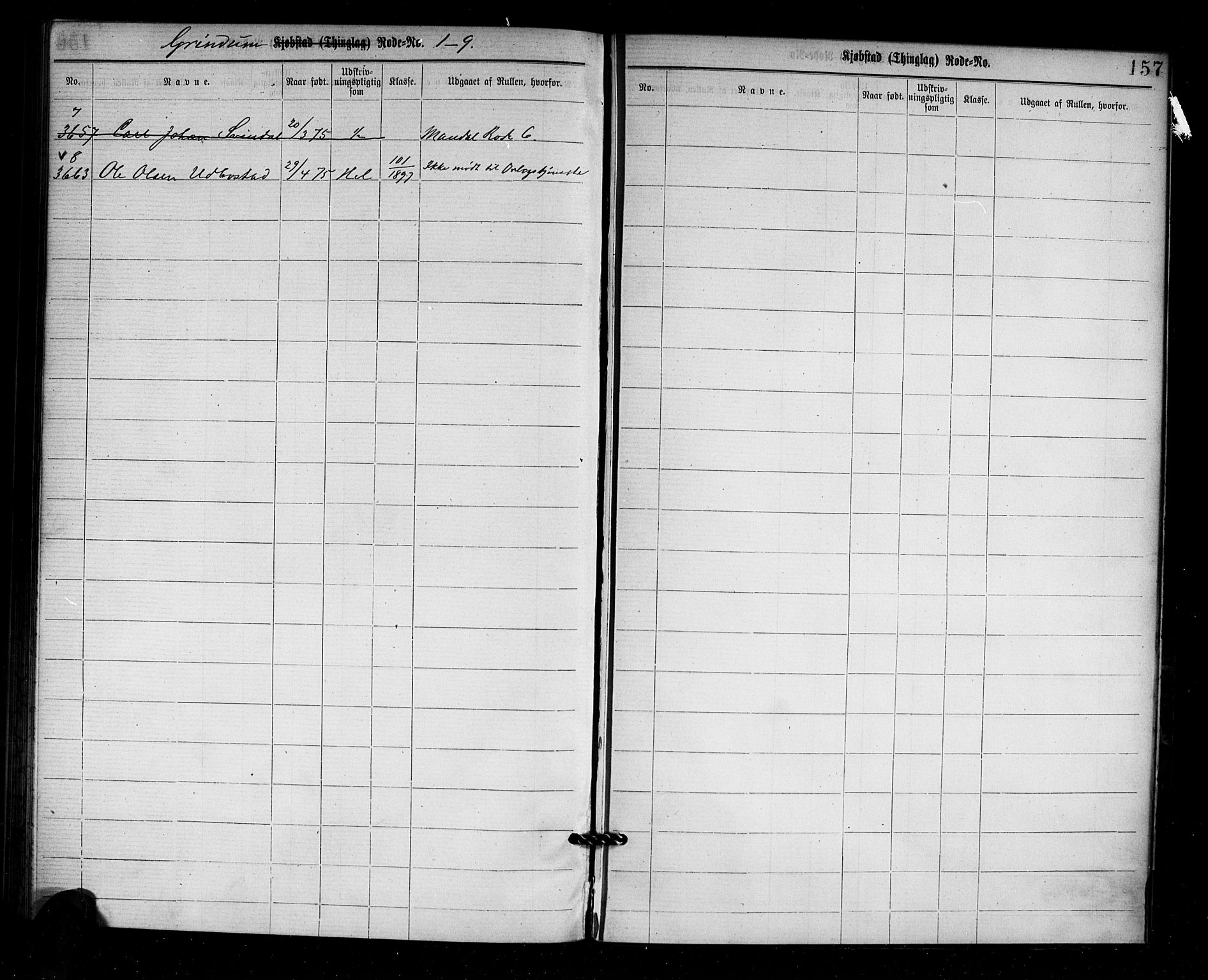 Mandal mønstringskrets, SAK/2031-0016/F/Ff/L0001: Utskrivningsregisterrulle, nr som i hovedrulle, med register, L-15, 1860-1900, p. 162