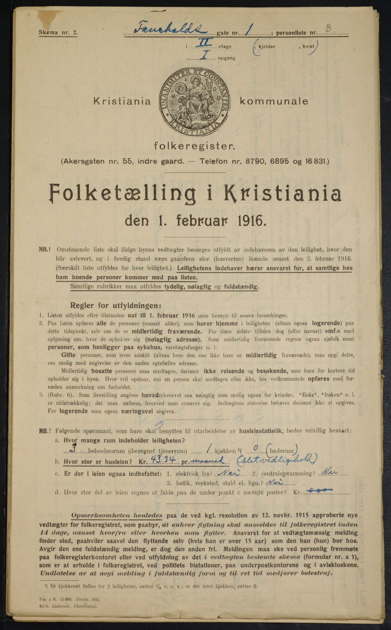 OBA, Municipal Census 1916 for Kristiania, 1916, p. 24055