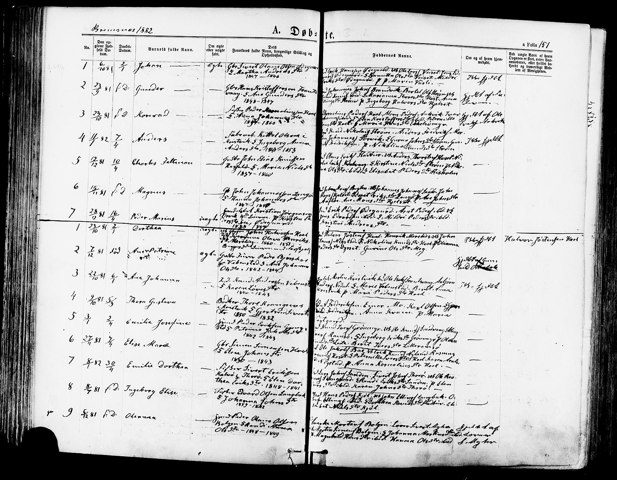 Ministerialprotokoller, klokkerbøker og fødselsregistre - Møre og Romsdal, SAT/A-1454/568/L0806: Parish register (official) no. 568A12 /3, 1878-1884, p. 151