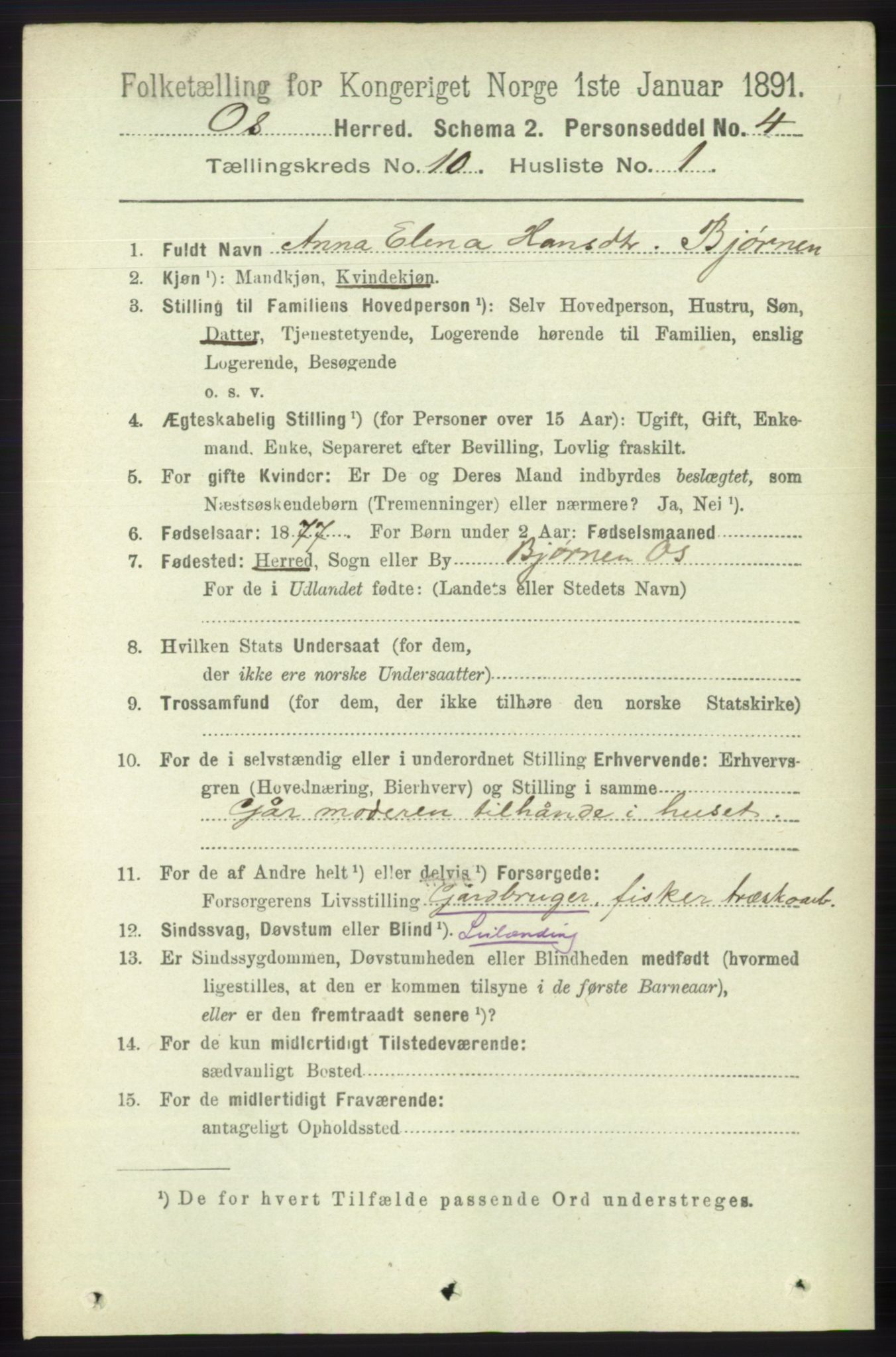 RA, 1891 census for 1243 Os, 1891, p. 2262