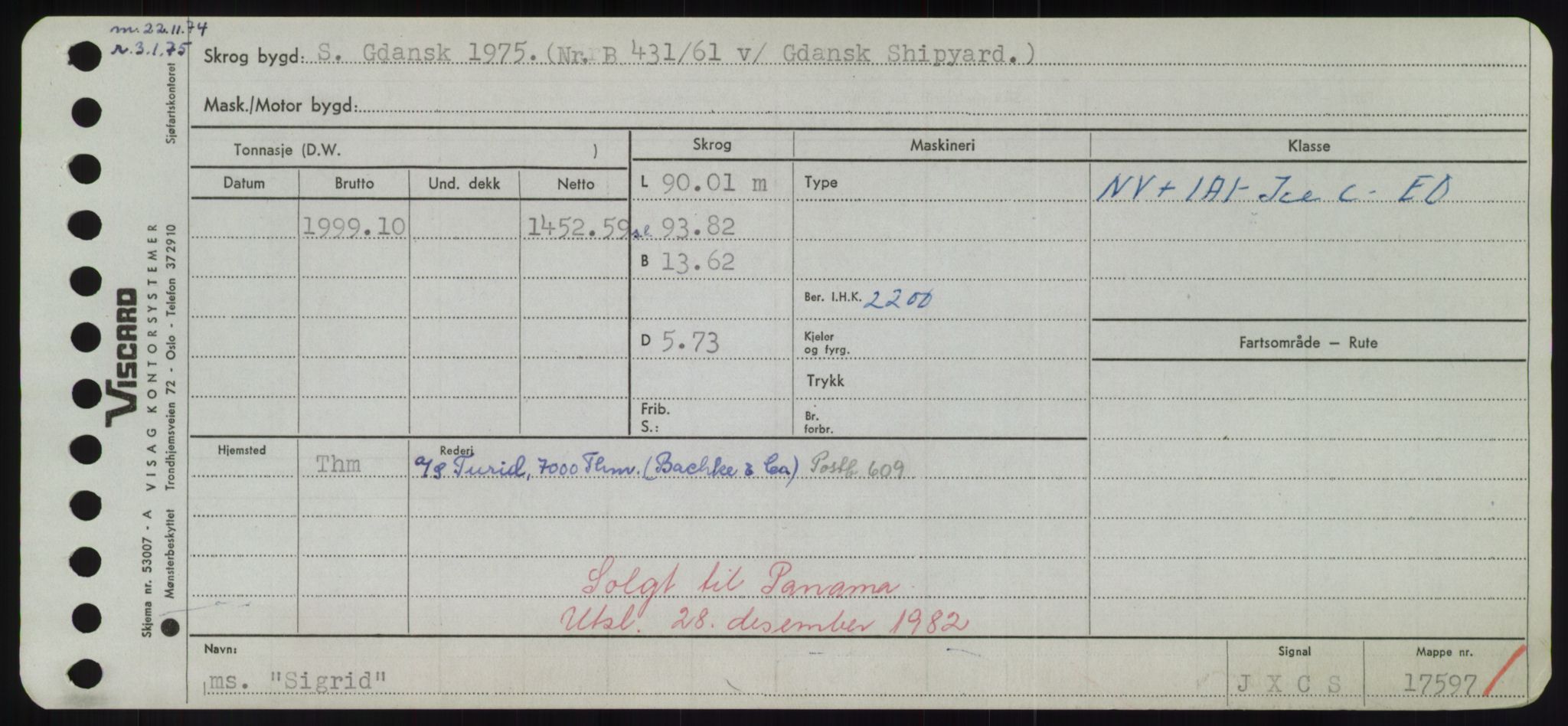 Sjøfartsdirektoratet med forløpere, Skipsmålingen, RA/S-1627/H/Hd/L0033: Fartøy, Sevi-Sjø, p. 87