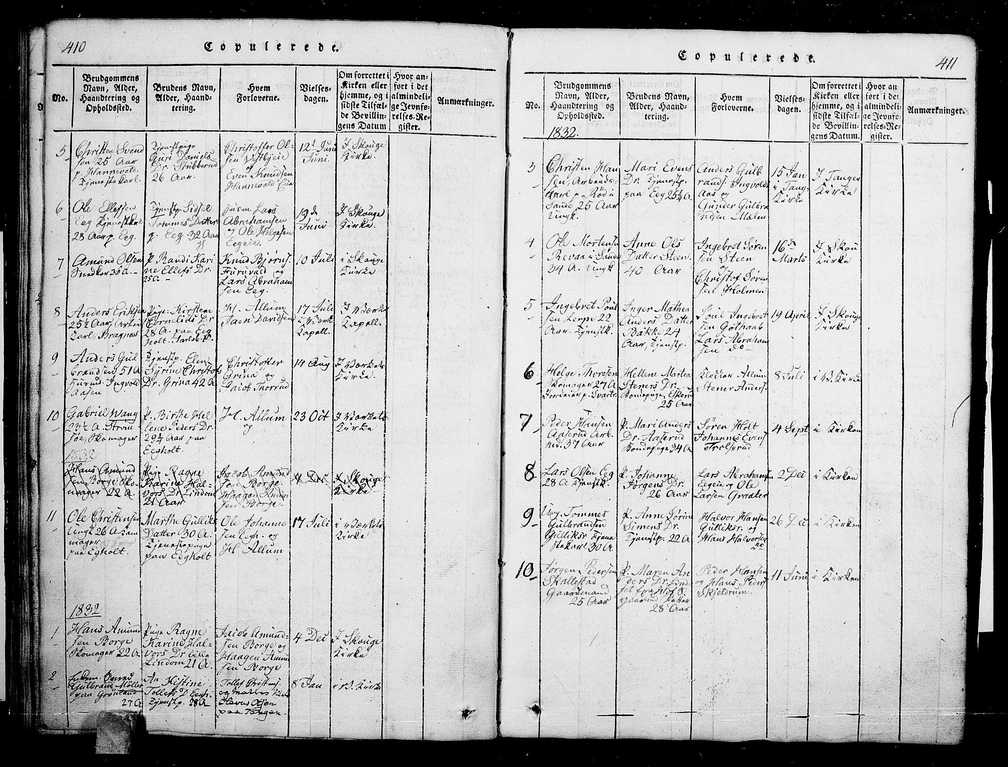 Skoger kirkebøker, SAKO/A-59/G/Ga/L0001: Parish register (copy) no. I 1, 1814-1845, p. 410-411