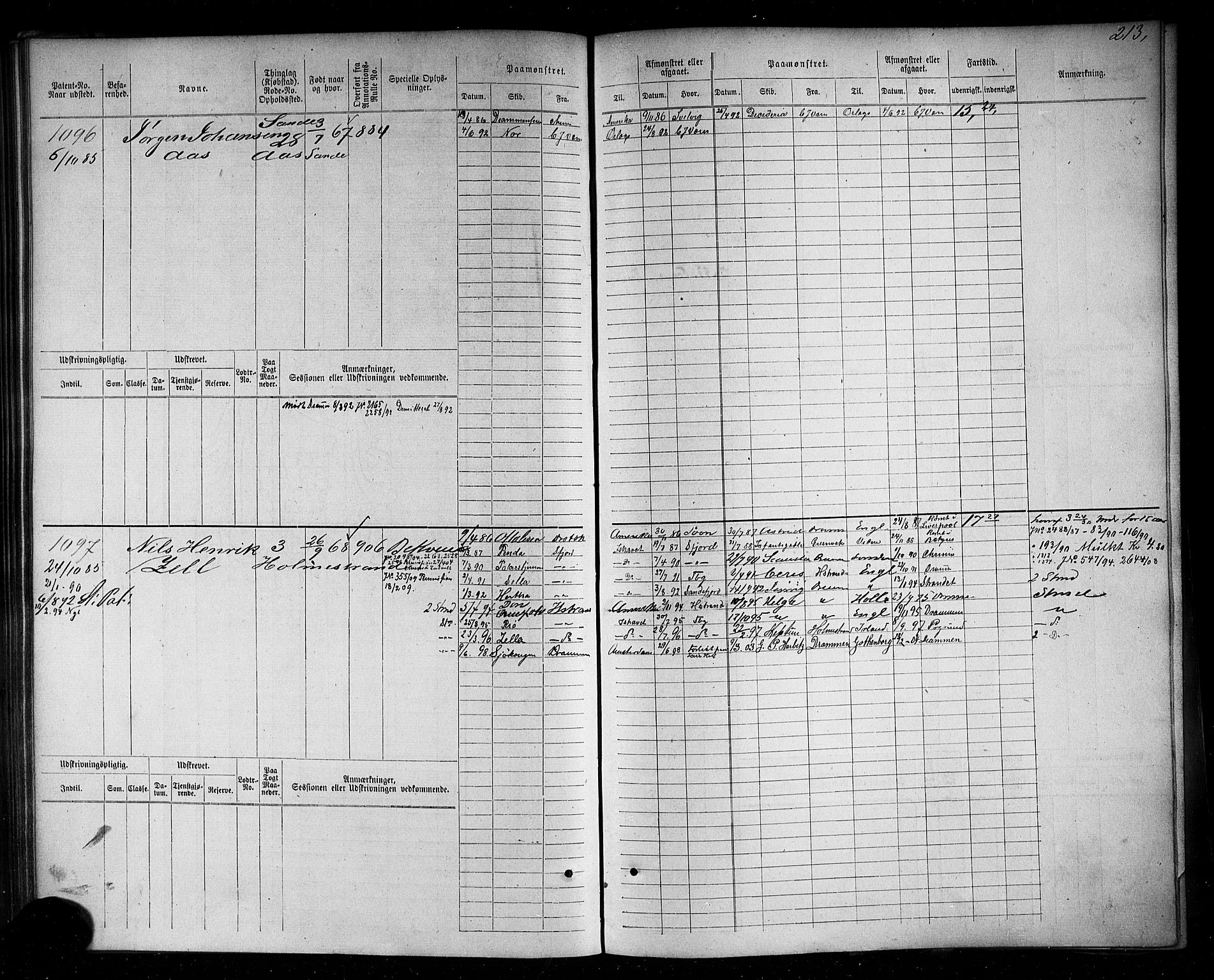 Holmestrand innrulleringskontor, AV/SAKO-A-1151/F/Fc/L0004: Hovedrulle, 1872-1913, p. 252