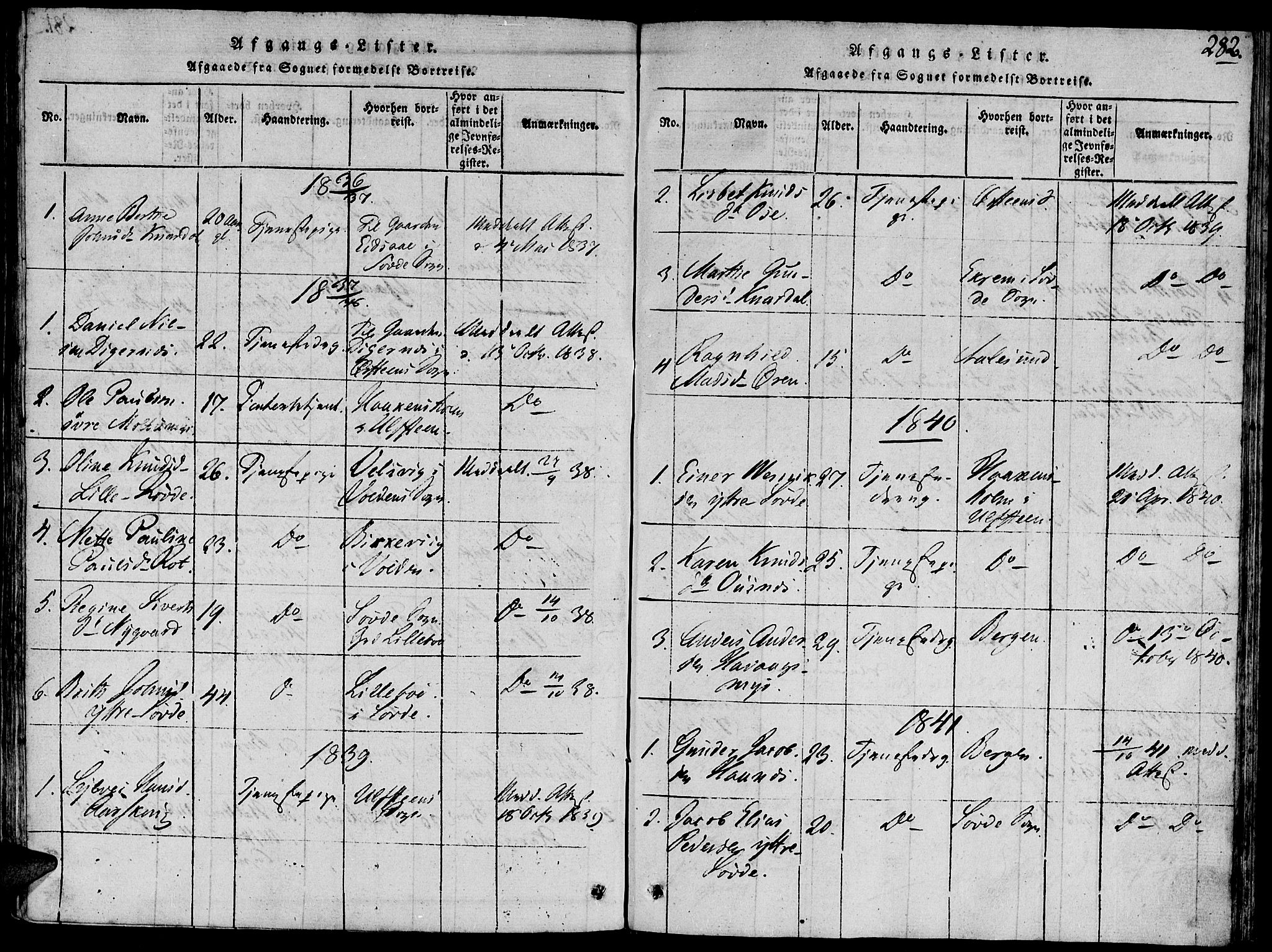 Ministerialprotokoller, klokkerbøker og fødselsregistre - Møre og Romsdal, AV/SAT-A-1454/504/L0054: Parish register (official) no. 504A01, 1816-1861, p. 282