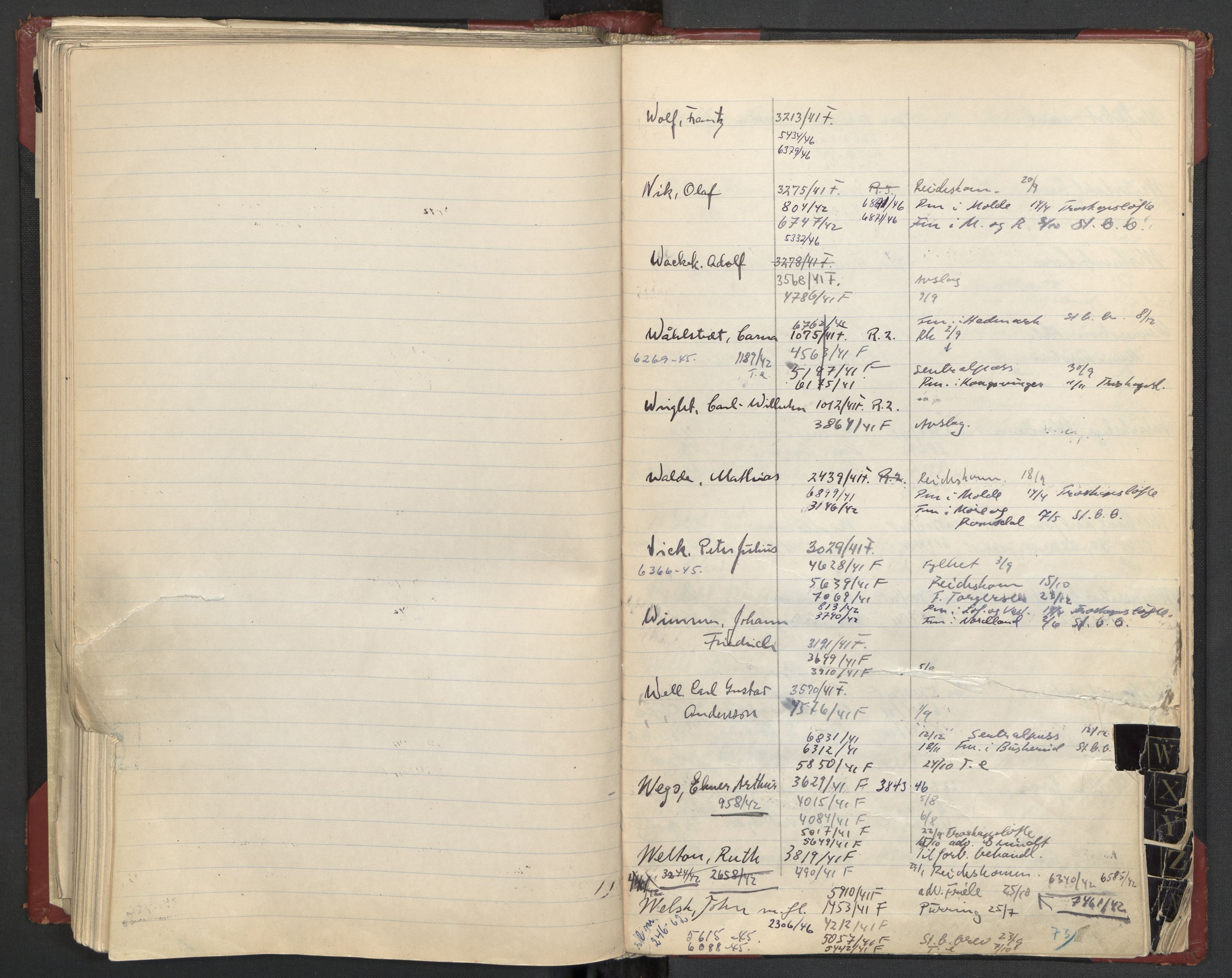 Justisdepartementet, 3. politikontor P3, AV/RA-S-1051/C/Cc/L0002: Journalregister over statsborgersaker, 1940-1946, p. 105