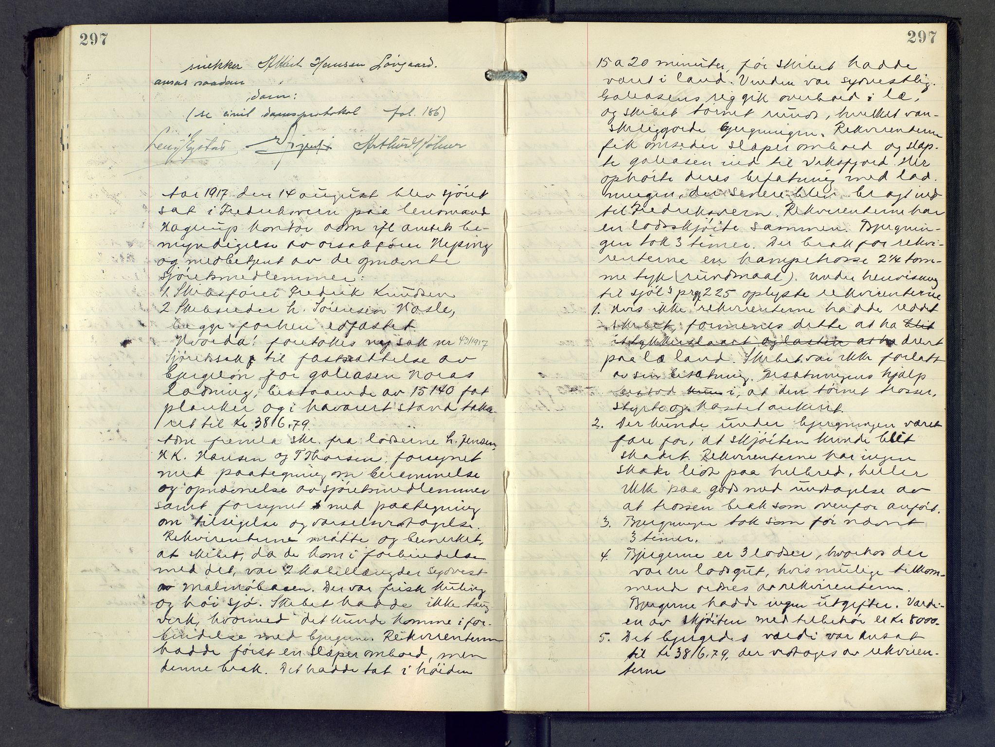 Larvik sorenskriveri, AV/SAKO-A-83/F/Fc/L0029: Ekstrarettsprotokoll, 1911-1917, p. 297