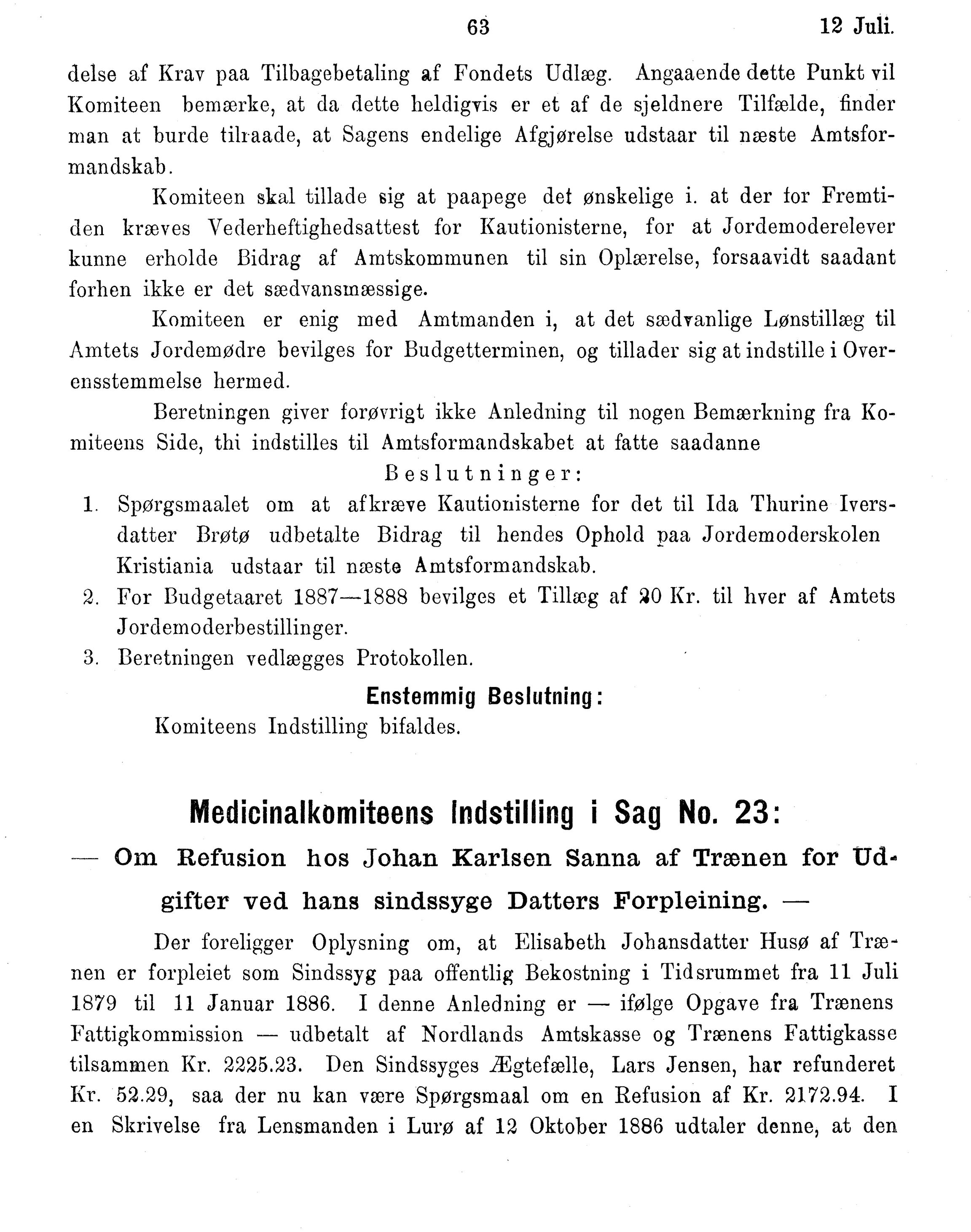 Nordland Fylkeskommune. Fylkestinget, AIN/NFK-17/176/A/Ac/L0015: Fylkestingsforhandlinger 1886-1890, 1886-1890