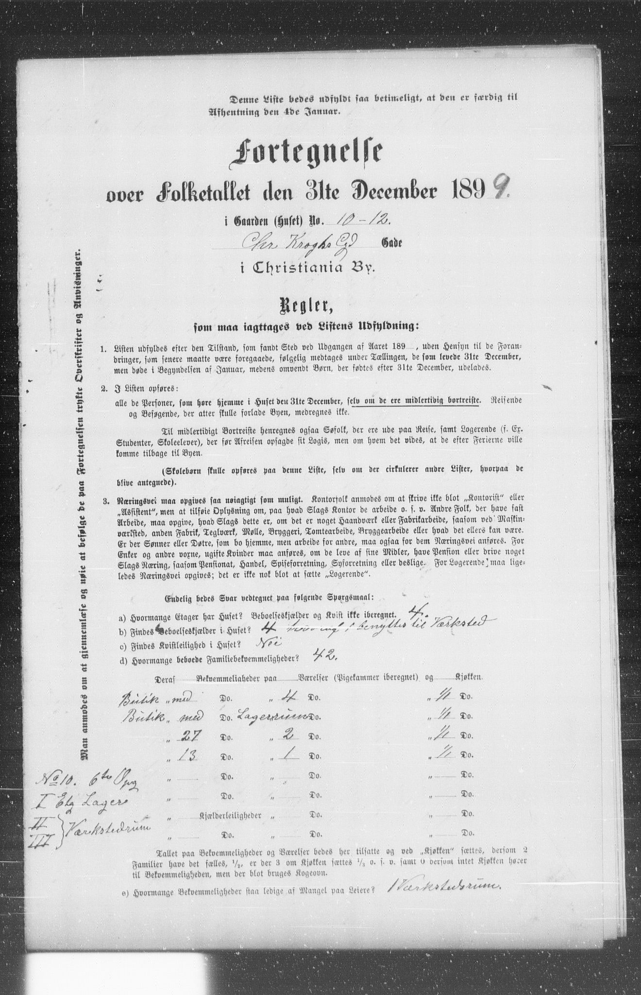 OBA, Municipal Census 1899 for Kristiania, 1899, p. 1582