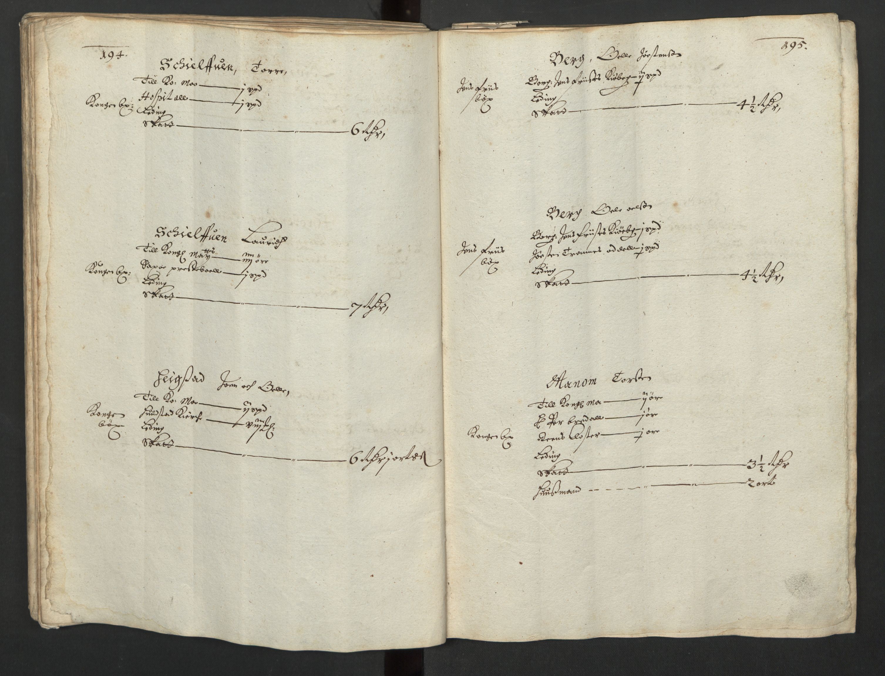 Rentekammeret inntil 1814, Realistisk ordnet avdeling, AV/RA-EA-4070/L/L0029/0001: Trondheim lagdømme: / Alminnelig jordebok og skattemanntall - Inderøy, 1661, p. 194-195