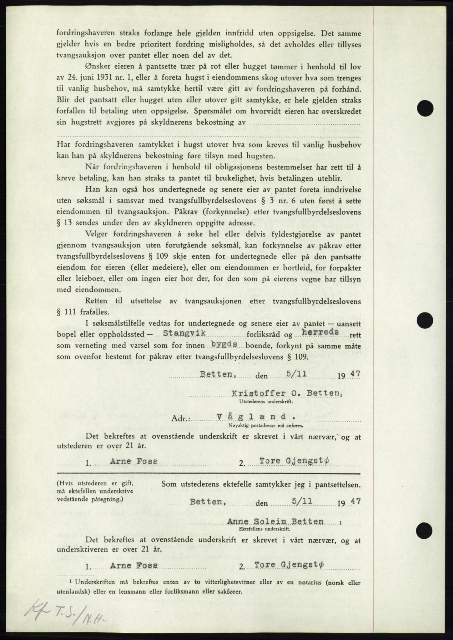 Nordmøre sorenskriveri, AV/SAT-A-4132/1/2/2Ca: Mortgage book no. B97, 1947-1948, Diary no: : 2588/1947