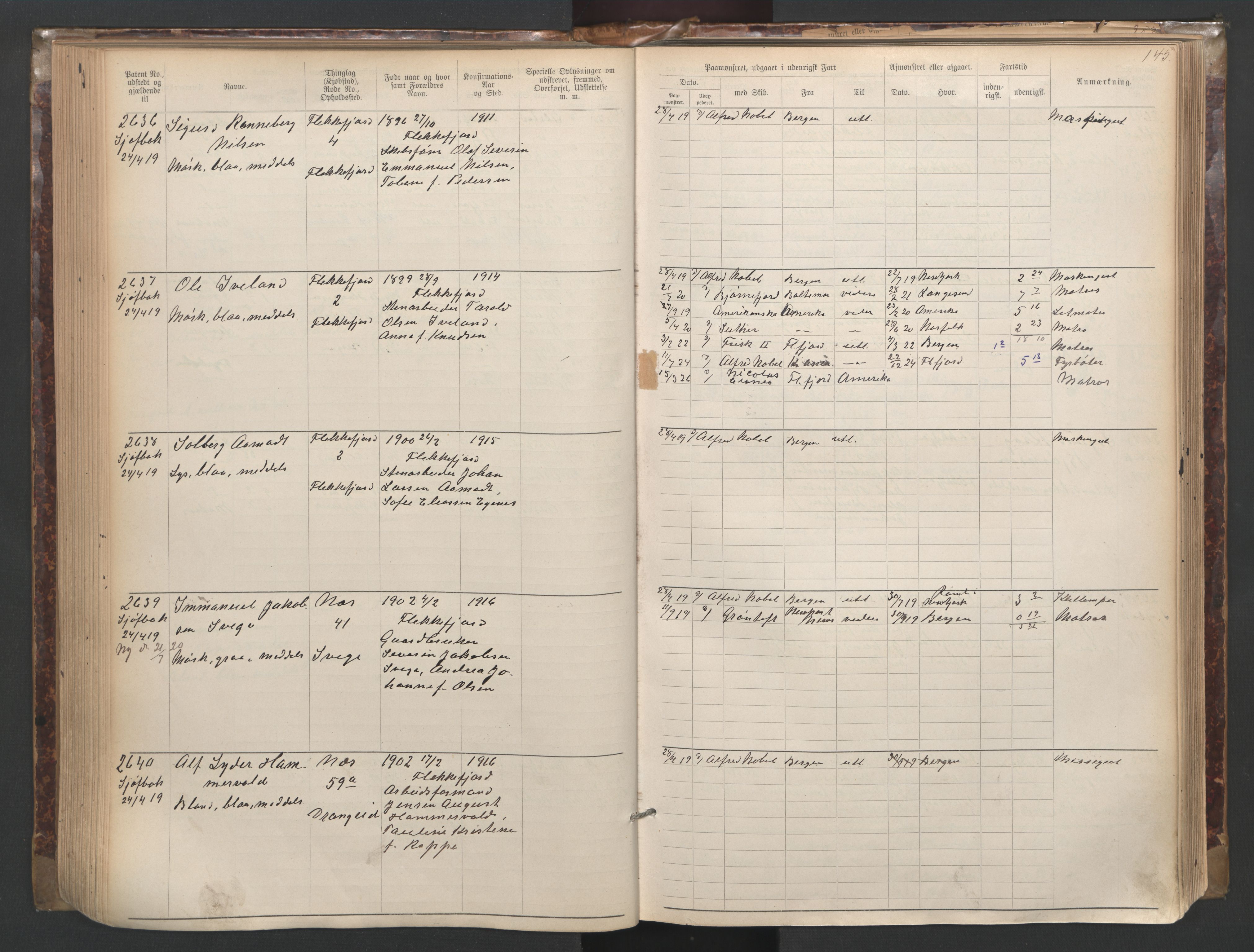 Flekkefjord mønstringskrets, SAK/2031-0018/F/Fa/L0003: Annotasjonsrulle nr 1921-2963 med register, N-3, 1892-1948, p. 176