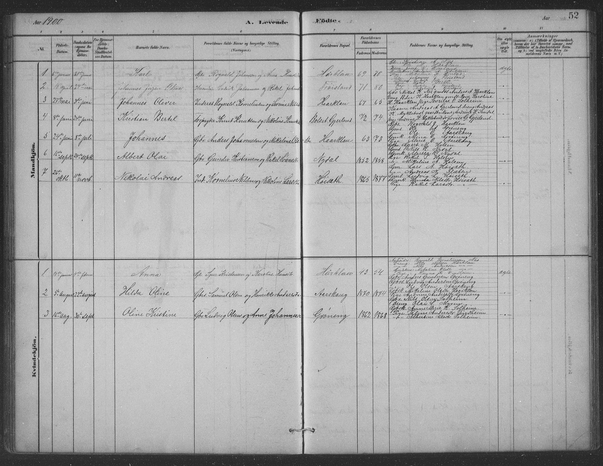 Førde sokneprestembete, AV/SAB-A-79901/H/Hab/Habc/L0002: Parish register (copy) no. C 2, 1881-1911, p. 52