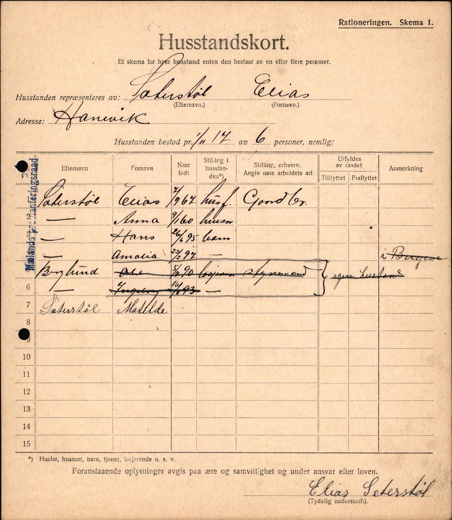 IKAH, Meland kommune, Provianteringsrådet, Husstander per 01.11.1917, 1917-1918, p. 8