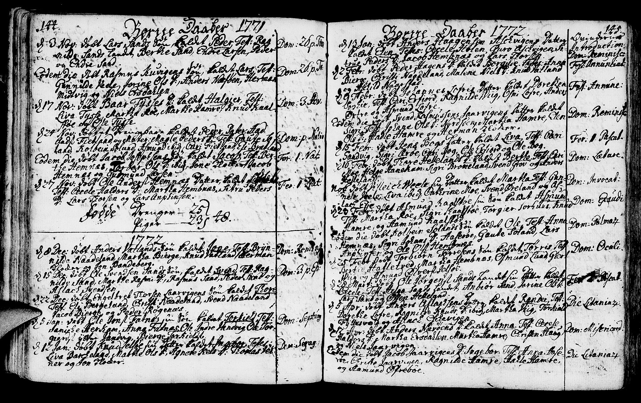 Jelsa sokneprestkontor, SAST/A-101842/01/IV: Parish register (official) no. A 3, 1768-1796, p. 144-145