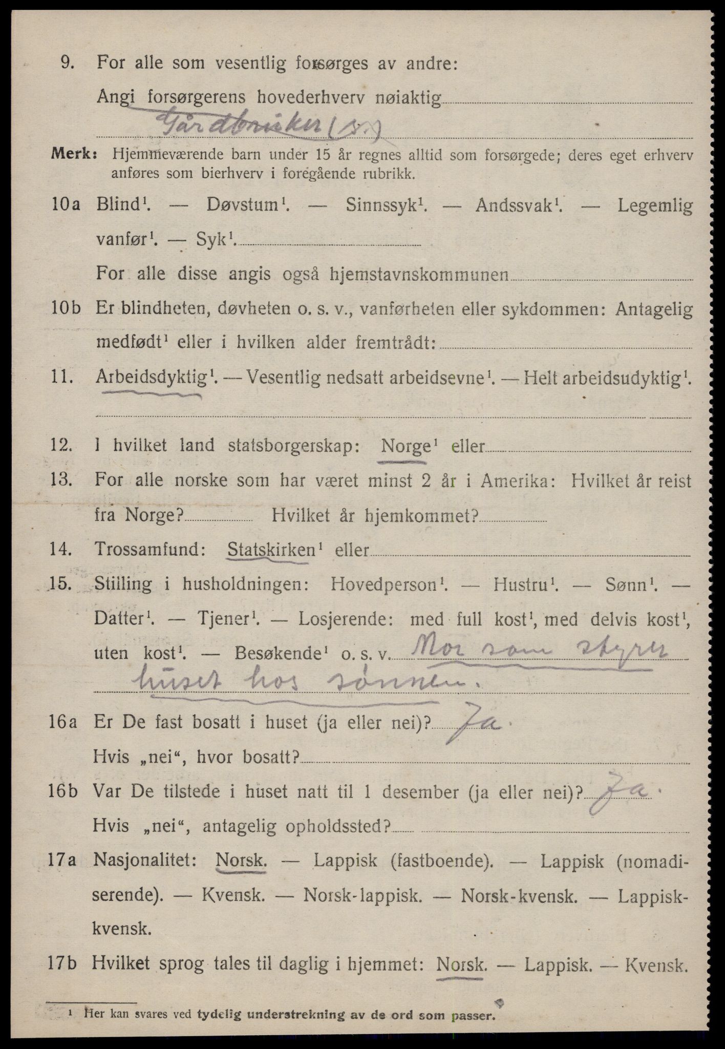 SAT, 1920 census for Ålen, 1920, p. 2069