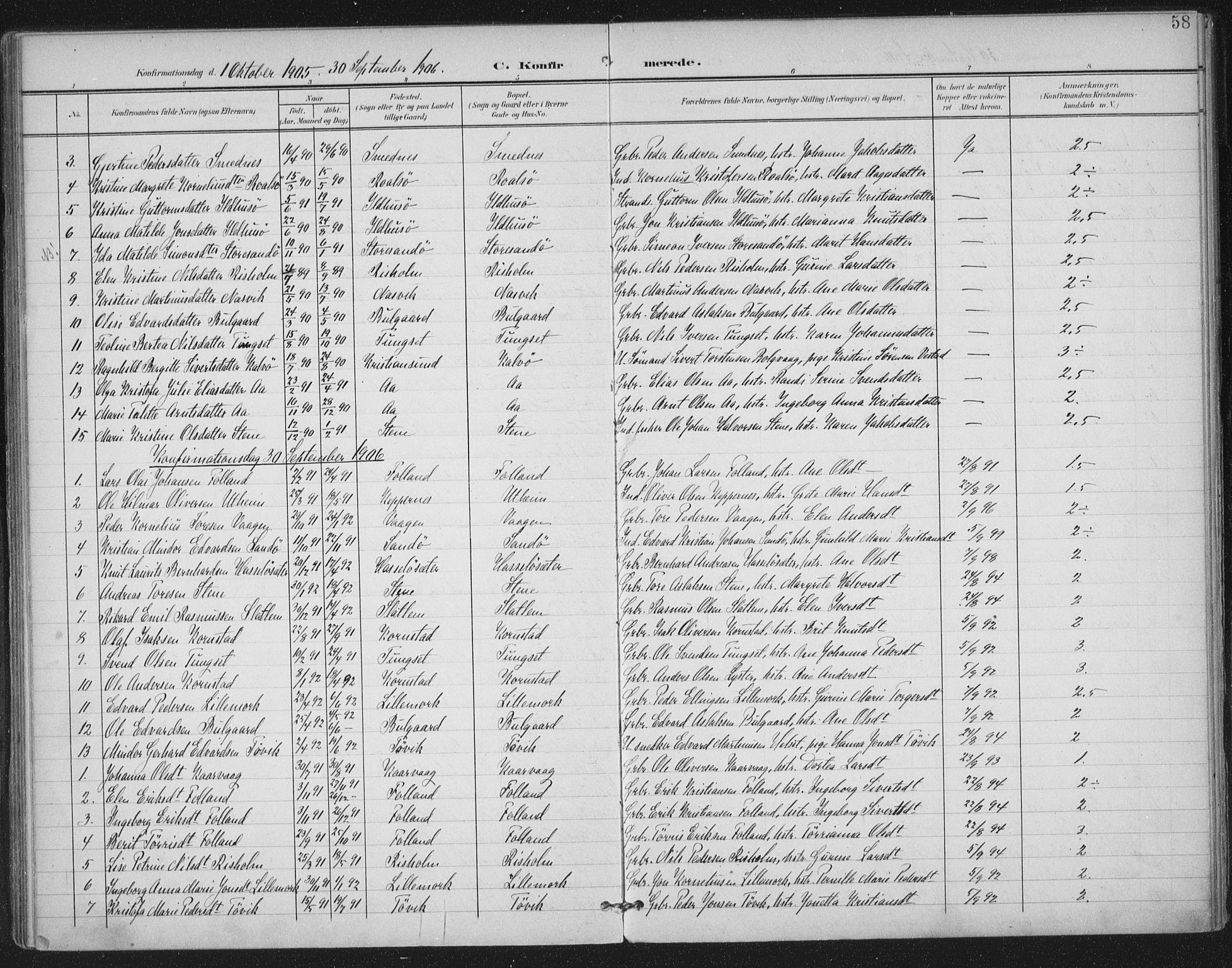 Ministerialprotokoller, klokkerbøker og fødselsregistre - Møre og Romsdal, AV/SAT-A-1454/570/L0833: Parish register (official) no. 570A07, 1901-1914, p. 58