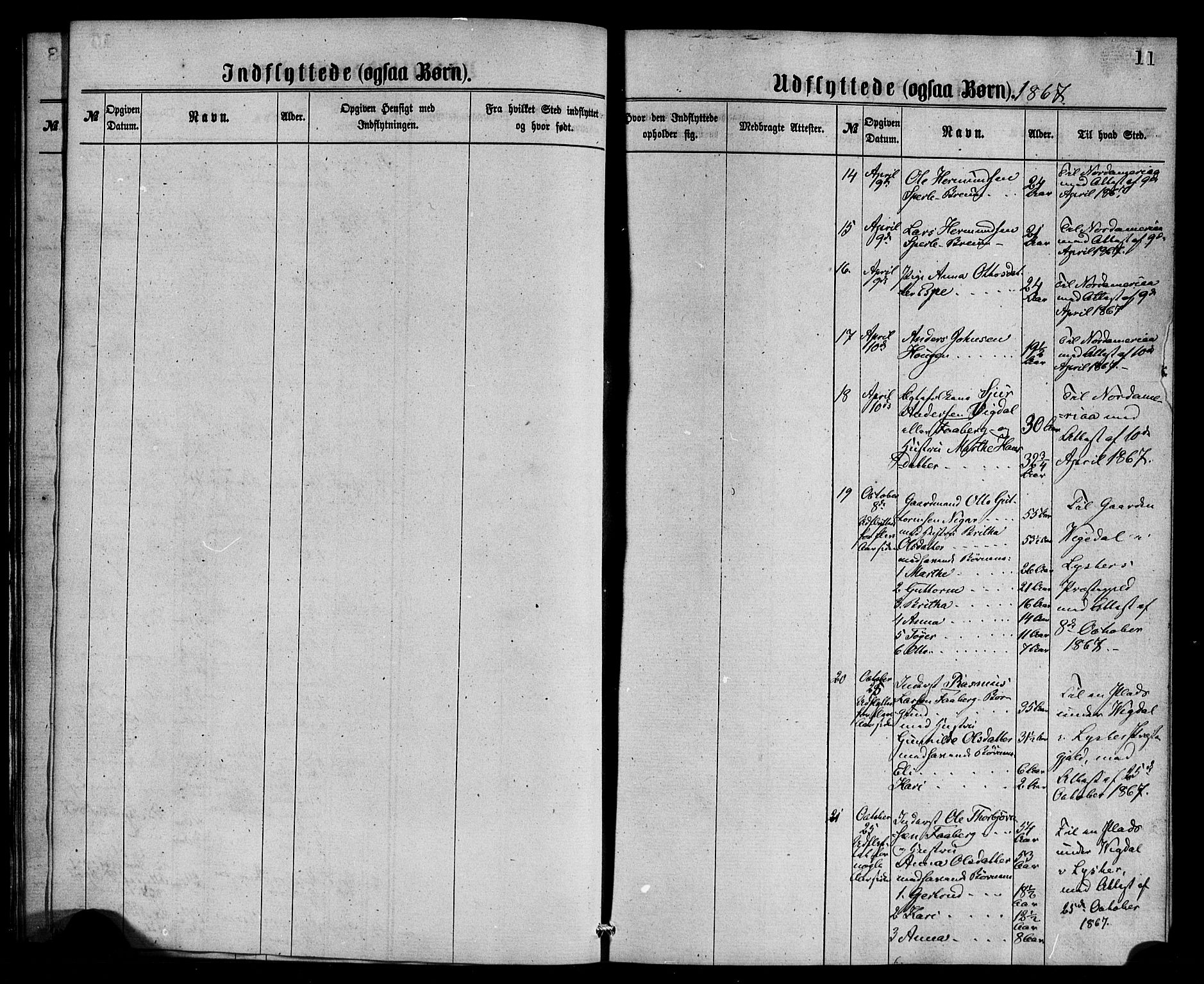 Jostedal sokneprestembete, SAB/A-80601/H/Haa/Haaa/L0010: Parish register (official) no. A 10, 1864-1886, p. 11