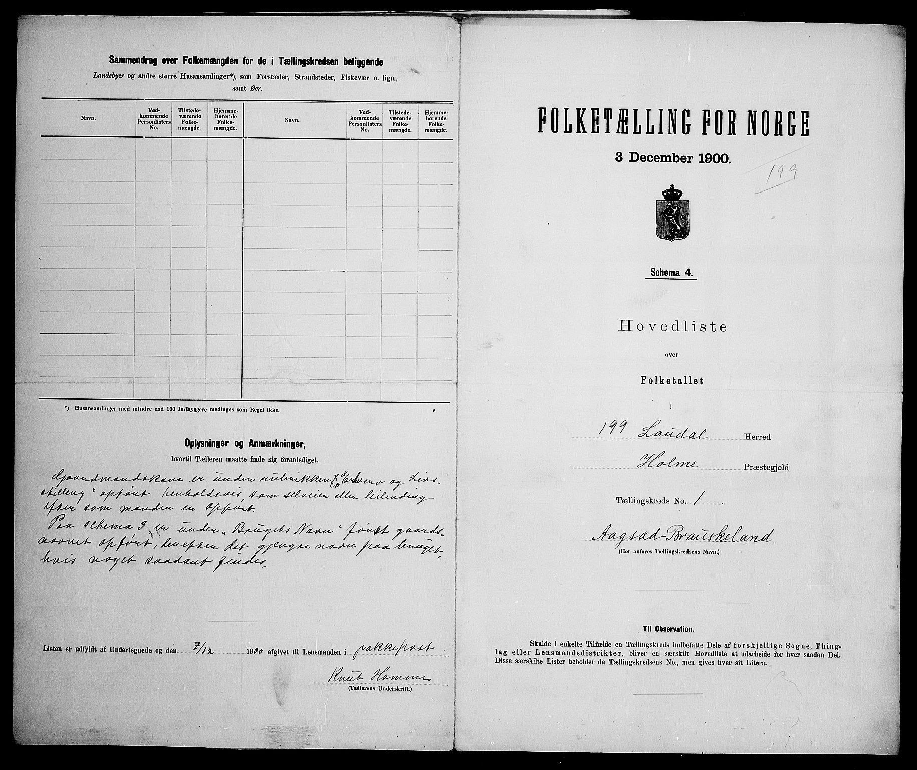 SAK, 1900 census for Laudal, 1900, p. 14