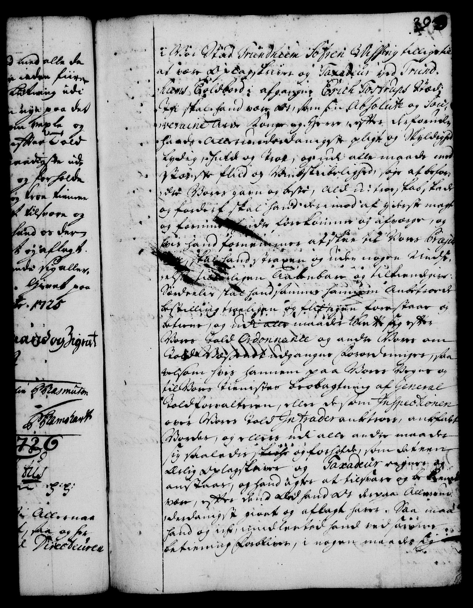 Rentekammeret, Kammerkanselliet, RA/EA-3111/G/Gg/Gge/L0001: Norsk bestallingsprotokoll med register (merket RK 53.25), 1720-1730, p. 293