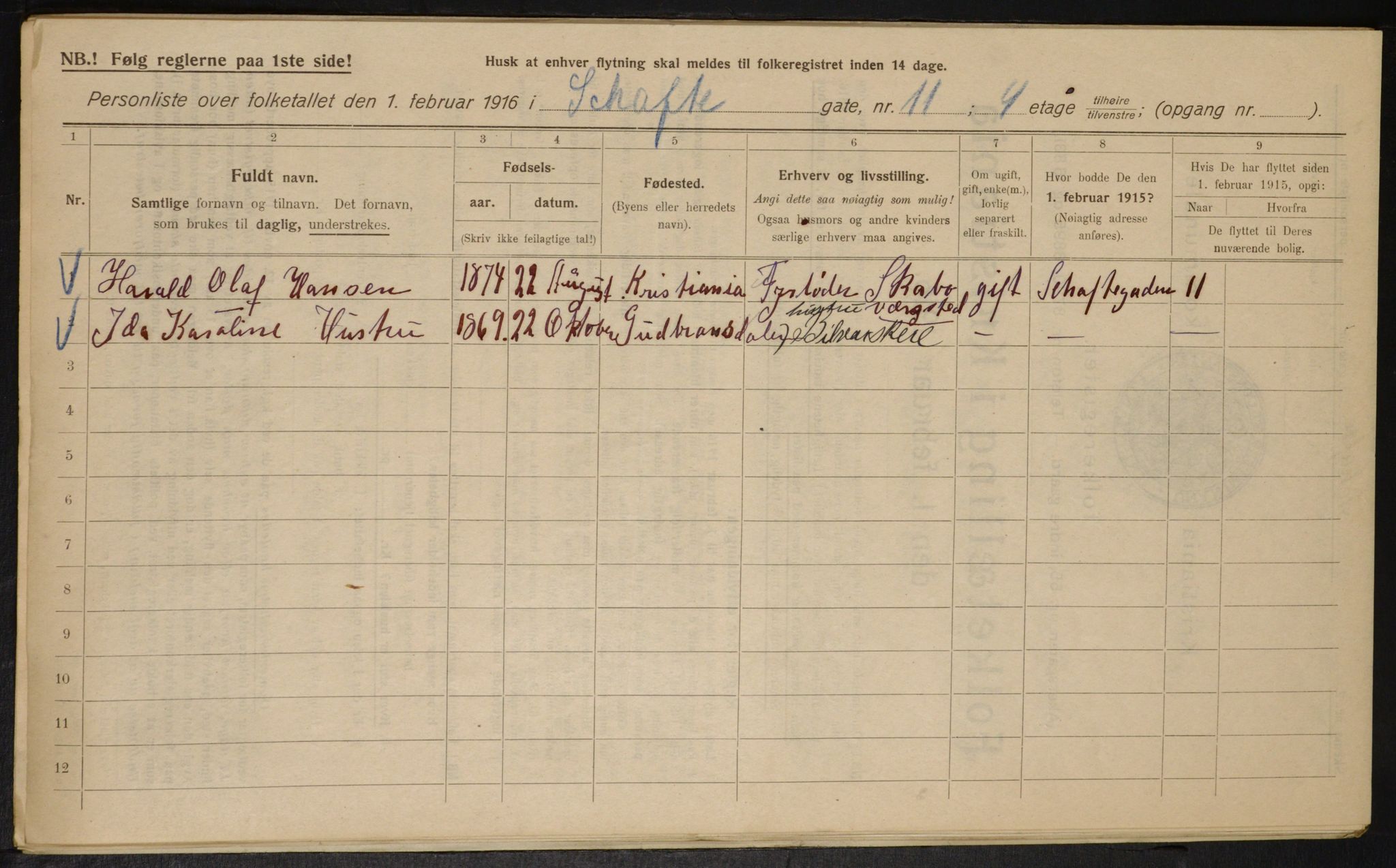 OBA, Municipal Census 1916 for Kristiania, 1916, p. 91569