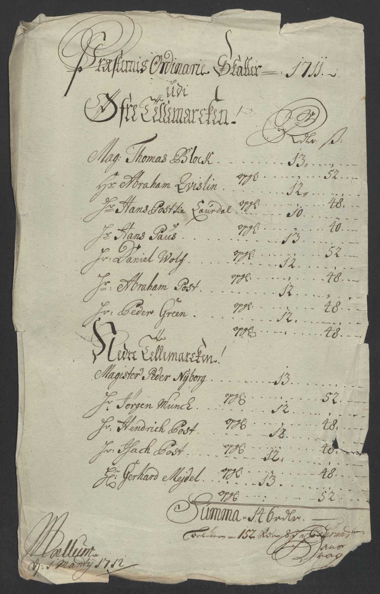 Rentekammeret inntil 1814, Reviderte regnskaper, Fogderegnskap, RA/EA-4092/R36/L2120: Fogderegnskap Øvre og Nedre Telemark og Bamble, 1711, p. 87