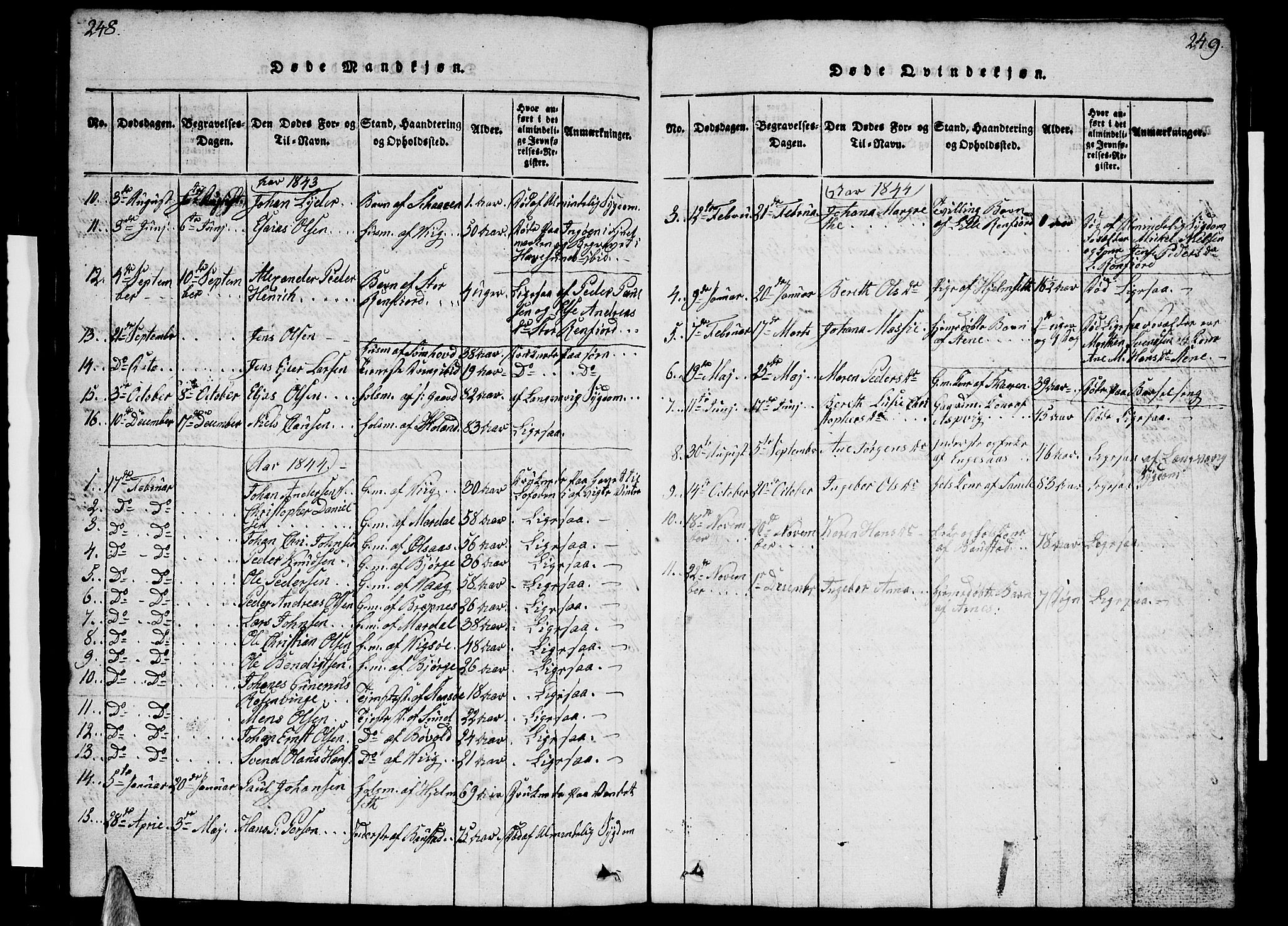 Ministerialprotokoller, klokkerbøker og fødselsregistre - Nordland, SAT/A-1459/812/L0186: Parish register (copy) no. 812C04, 1820-1849, p. 248-249