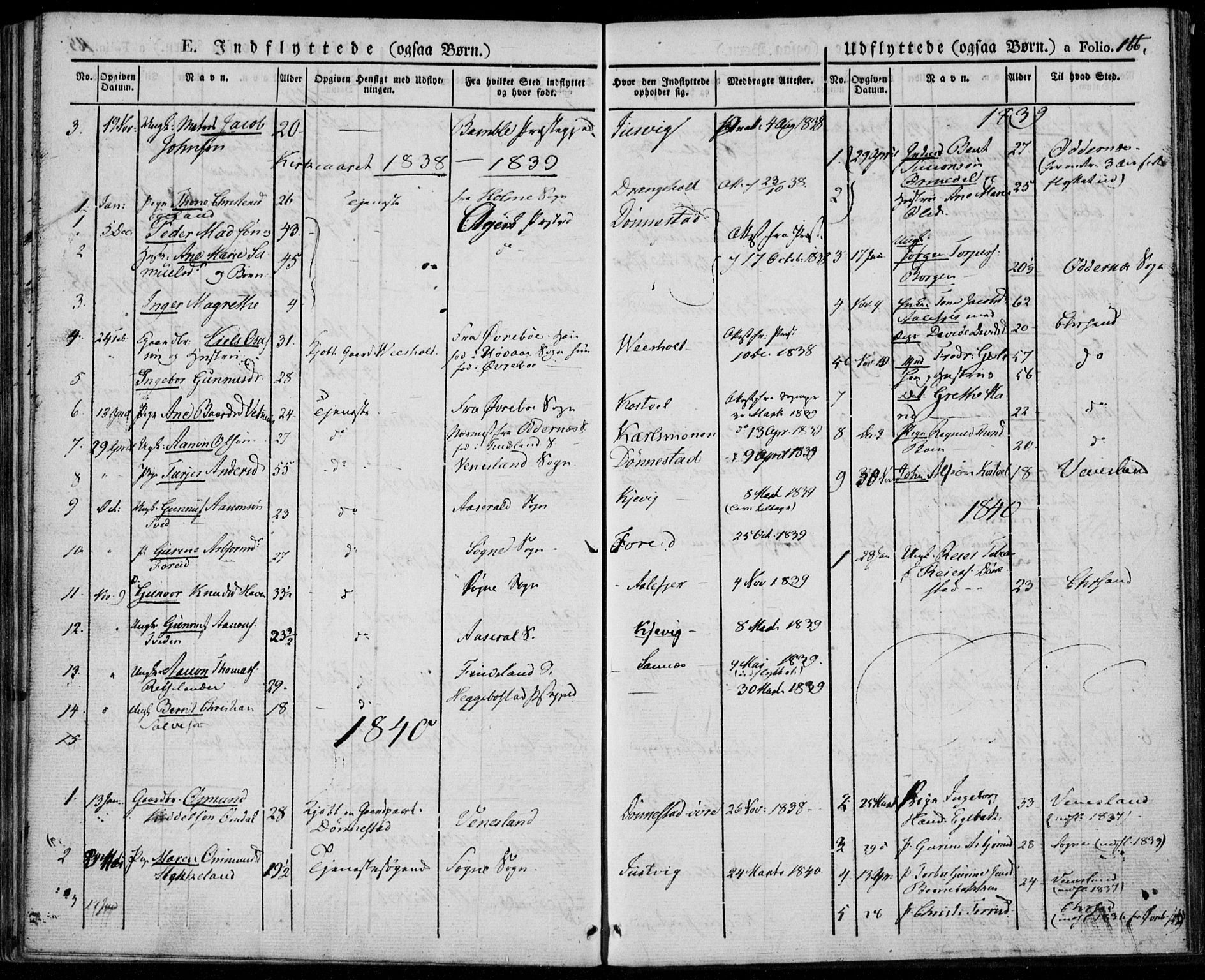 Tveit sokneprestkontor, AV/SAK-1111-0043/F/Fa/L0003: Parish register (official) no. A 3, 1829-1852, p. 166