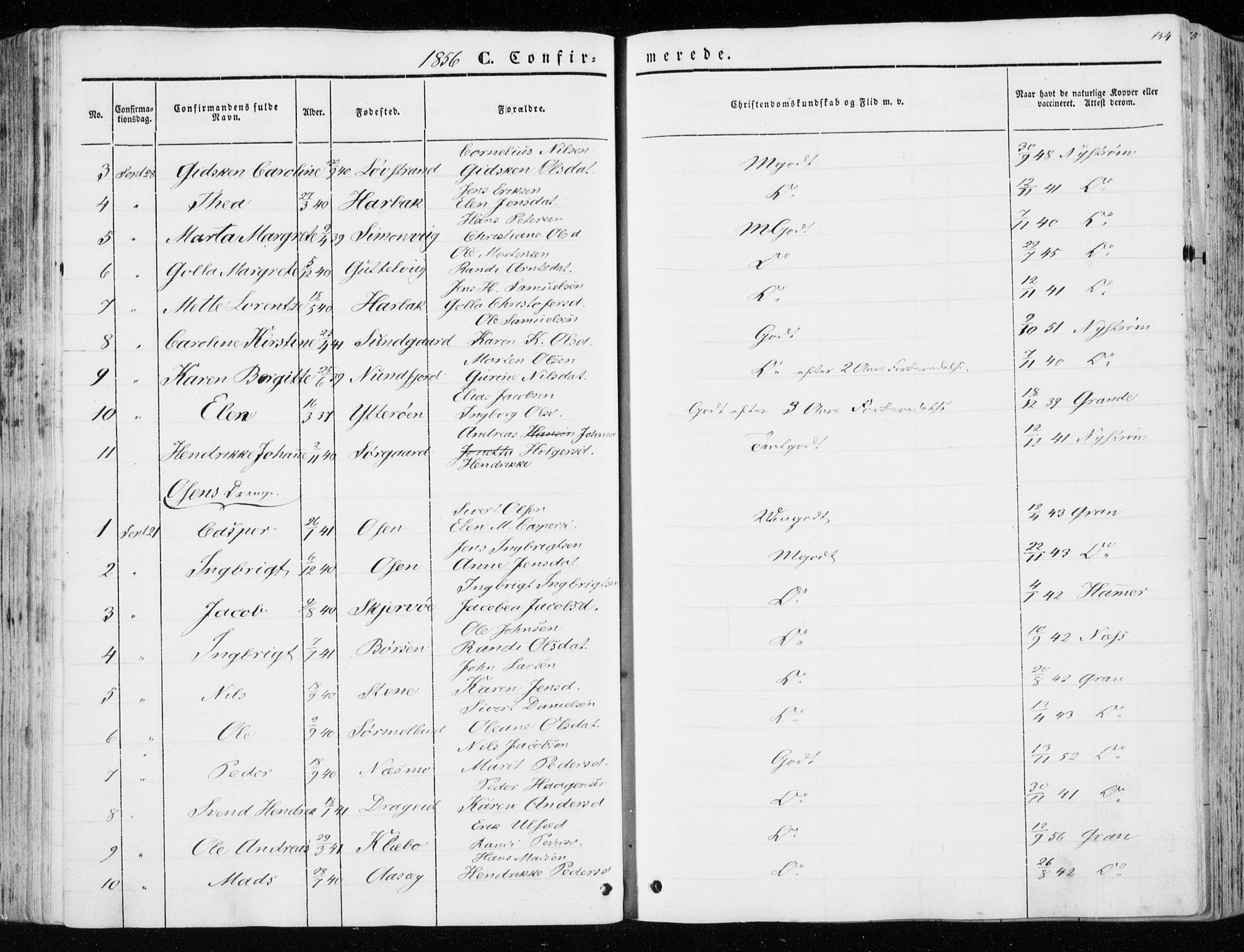 Ministerialprotokoller, klokkerbøker og fødselsregistre - Sør-Trøndelag, SAT/A-1456/657/L0704: Parish register (official) no. 657A05, 1846-1857, p. 154