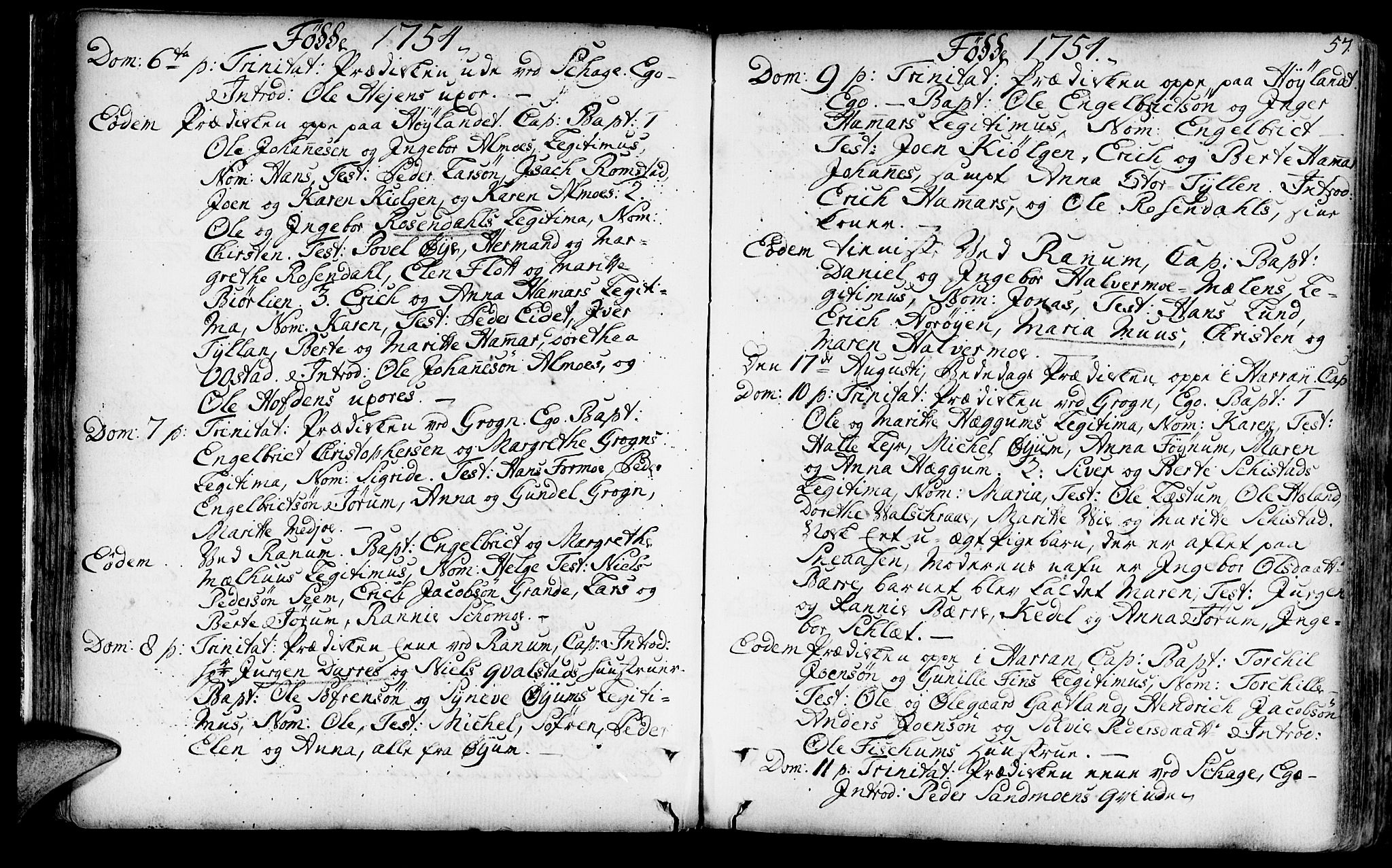 Ministerialprotokoller, klokkerbøker og fødselsregistre - Nord-Trøndelag, SAT/A-1458/764/L0542: Parish register (official) no. 764A02, 1748-1779, p. 57
