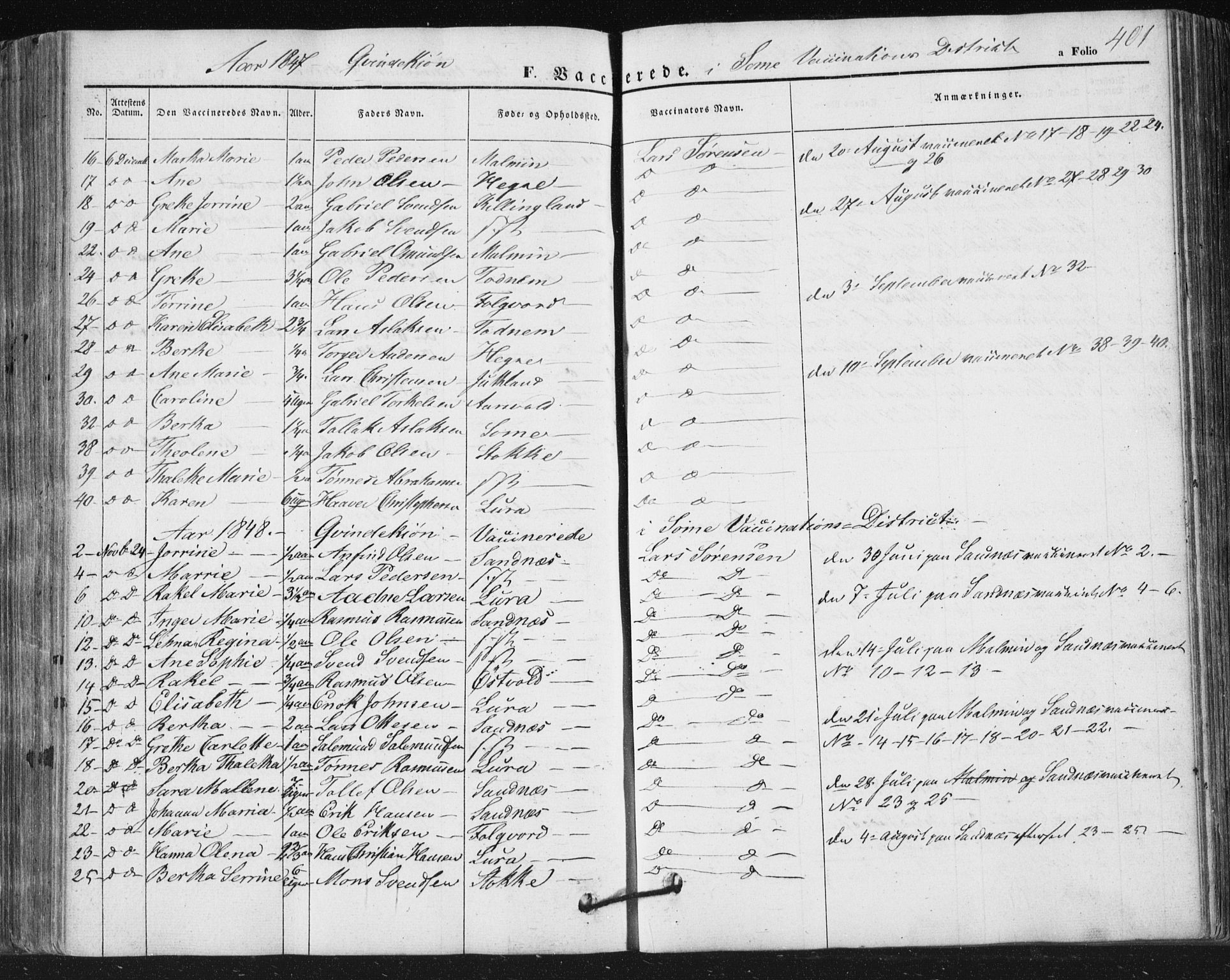 Høyland sokneprestkontor, SAST/A-101799/001/30BA/L0008: Parish register (official) no. A 8, 1841-1856, p. 401