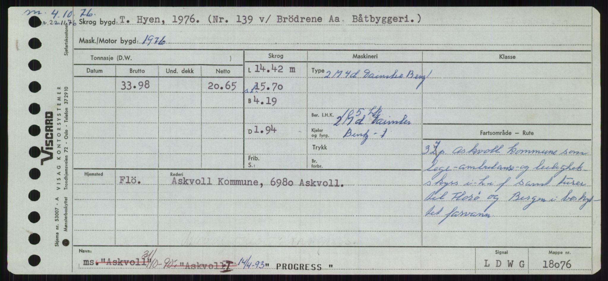 Sjøfartsdirektoratet med forløpere, Skipsmålingen, RA/S-1627/H/Ha/L0004/0002: Fartøy, Mas-R / Fartøy, Odin-R, p. 441