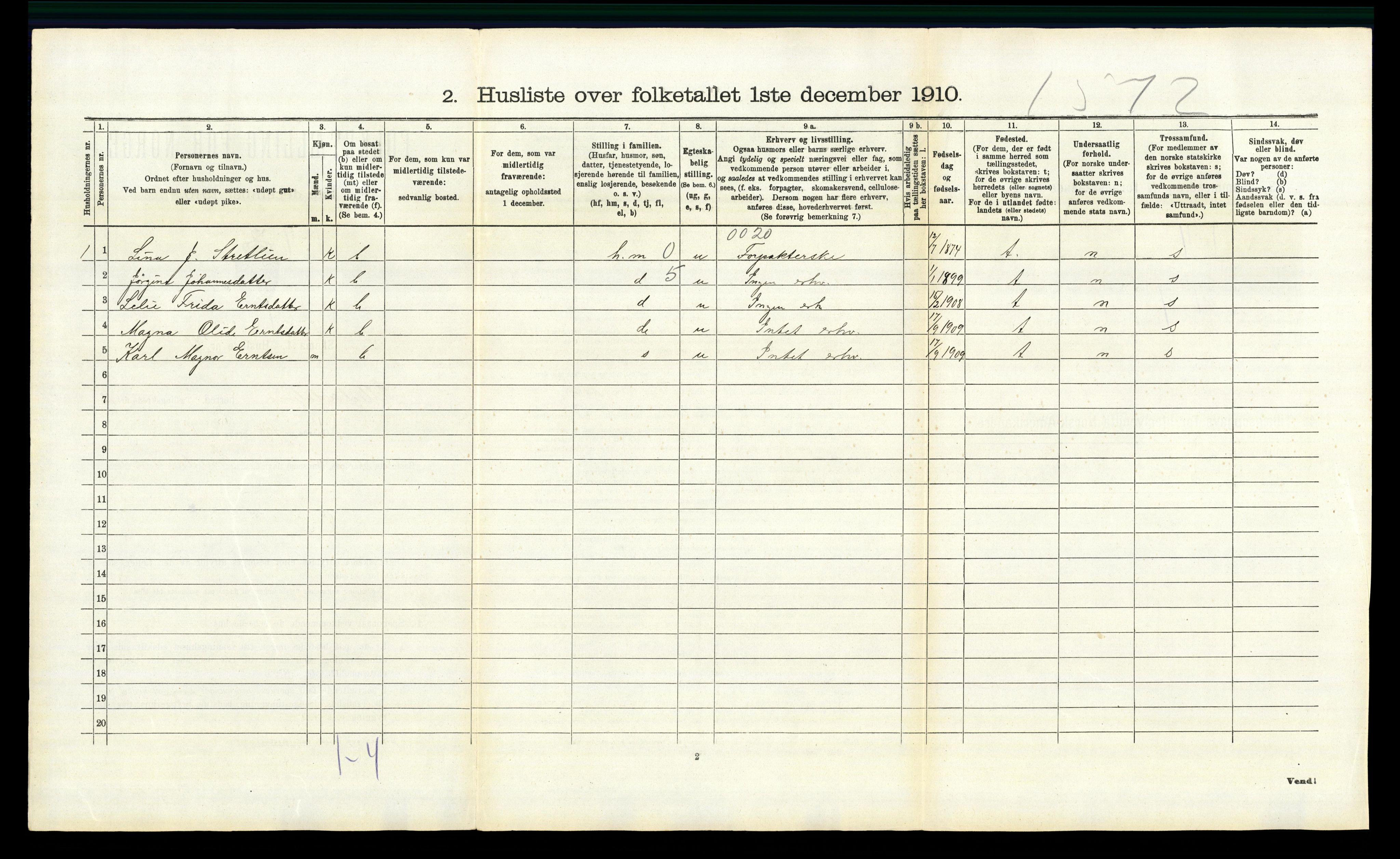 RA, 1910 census for Lille Elvedalen, 1910, p. 1010