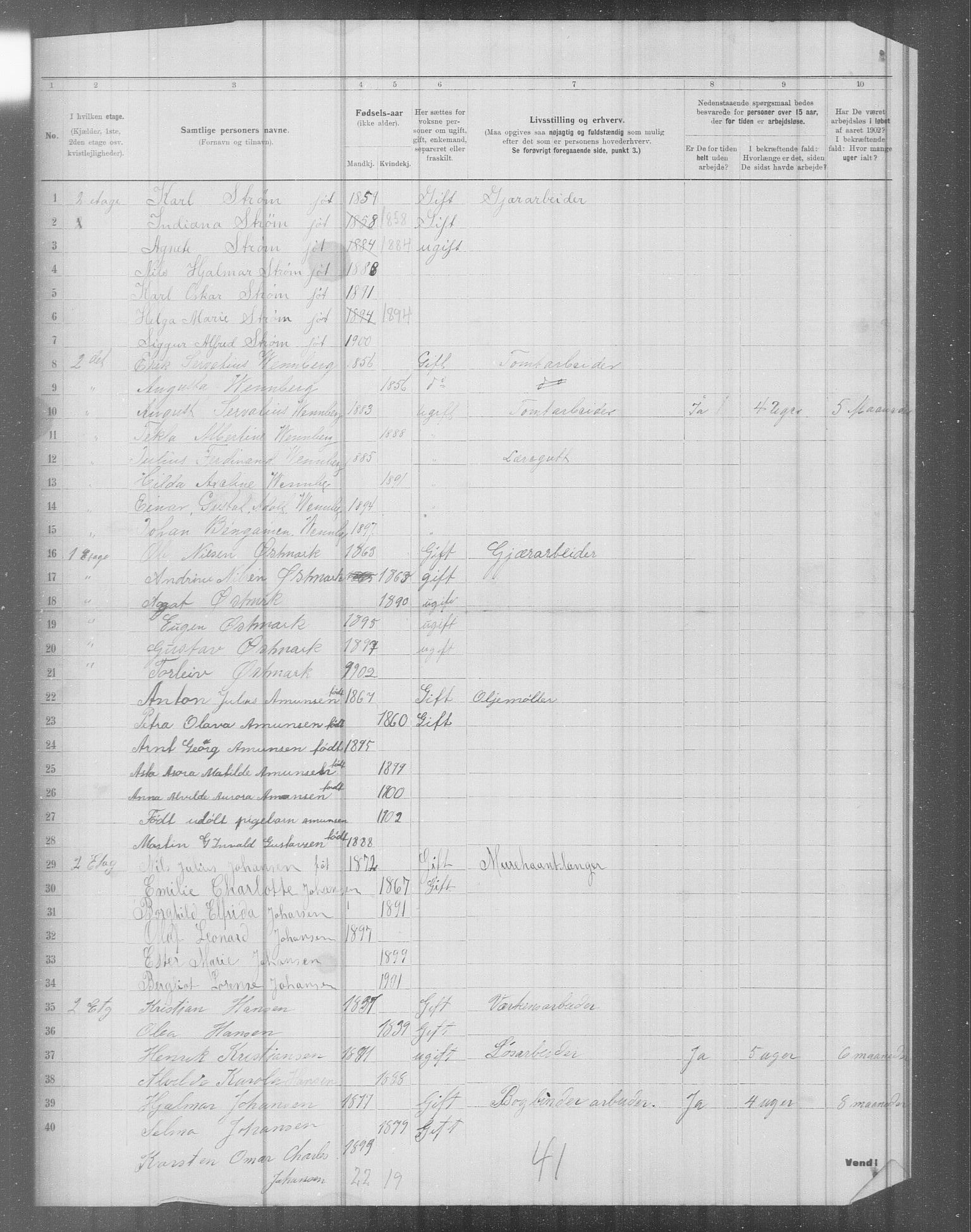 OBA, Municipal Census 1902 for Kristiania, 1902, p. 5152