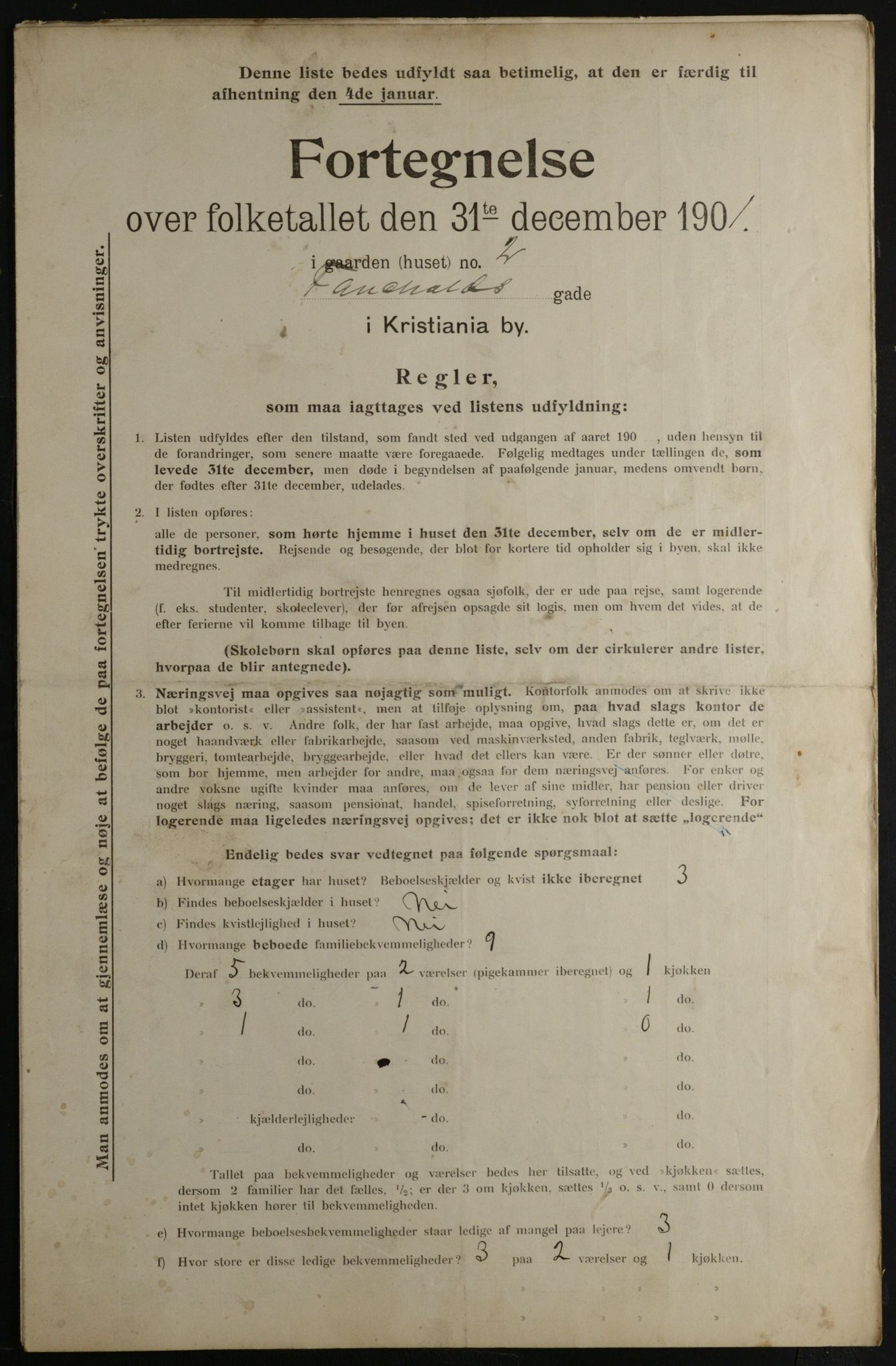 OBA, Municipal Census 1901 for Kristiania, 1901, p. 3833