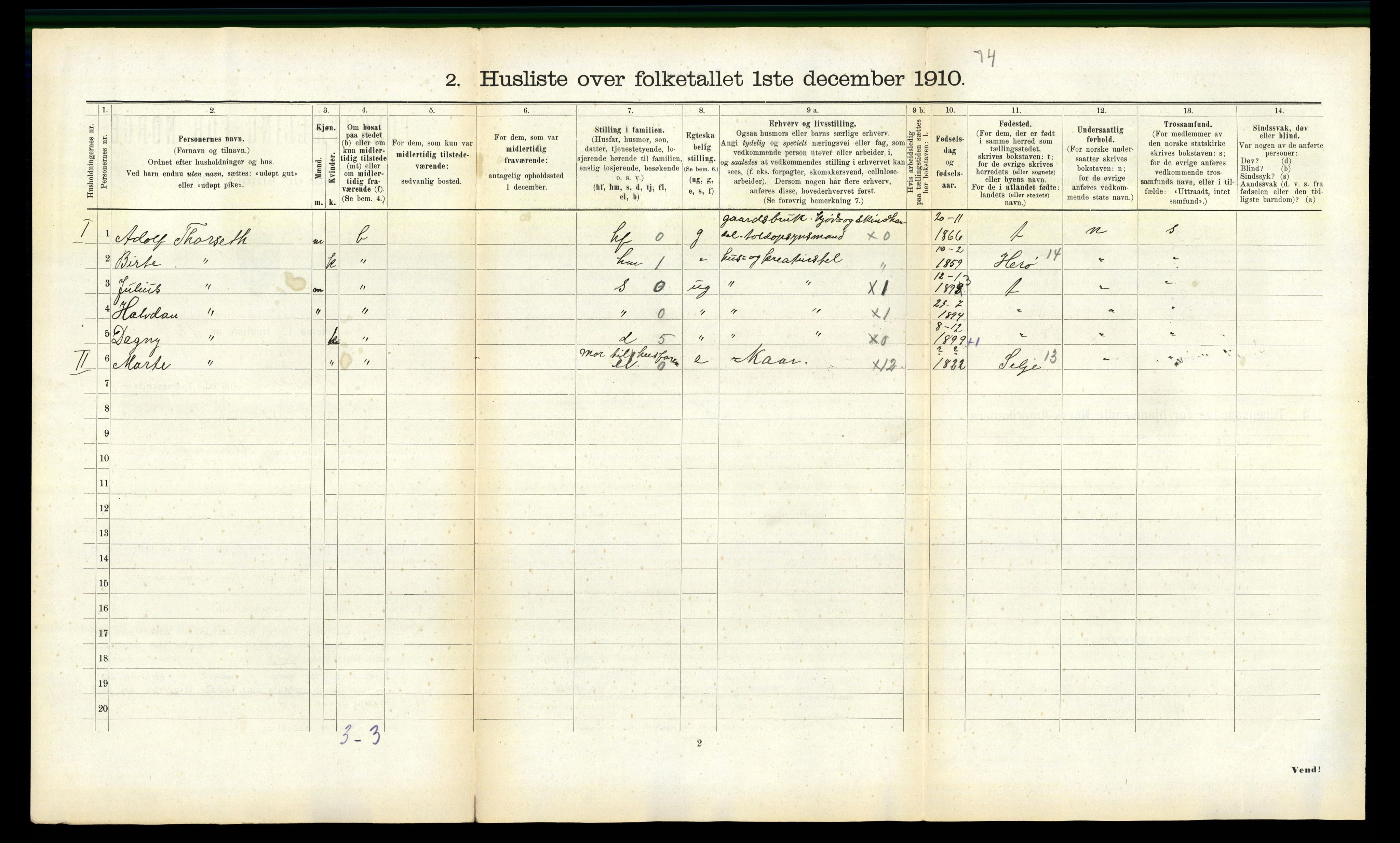 RA, 1910 census for Rovde, 1910, p. 47