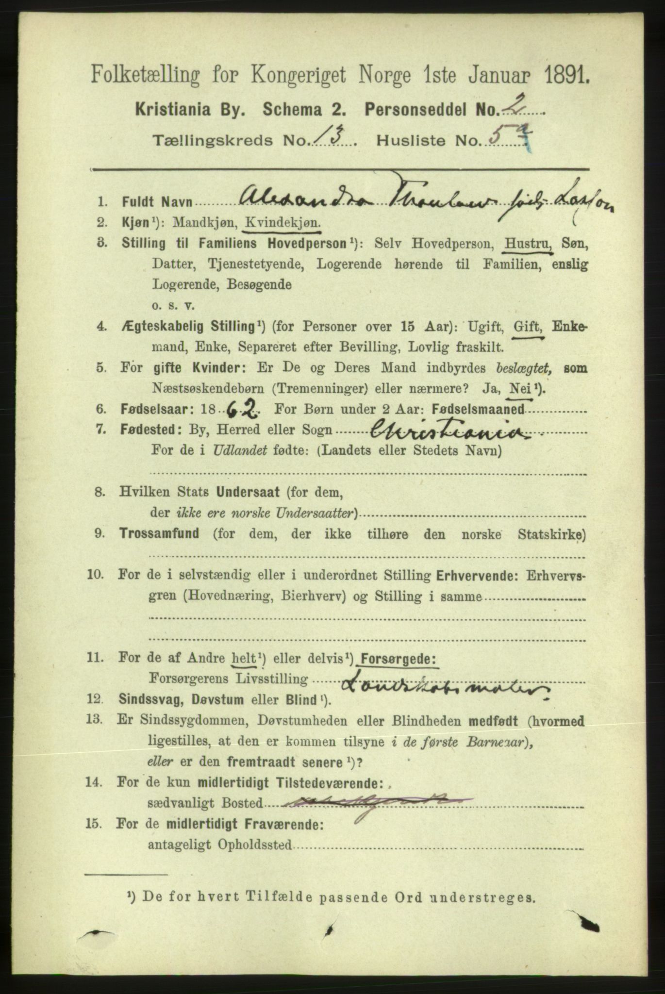 RA, 1891 census for 0301 Kristiania, 1891, p. 6062