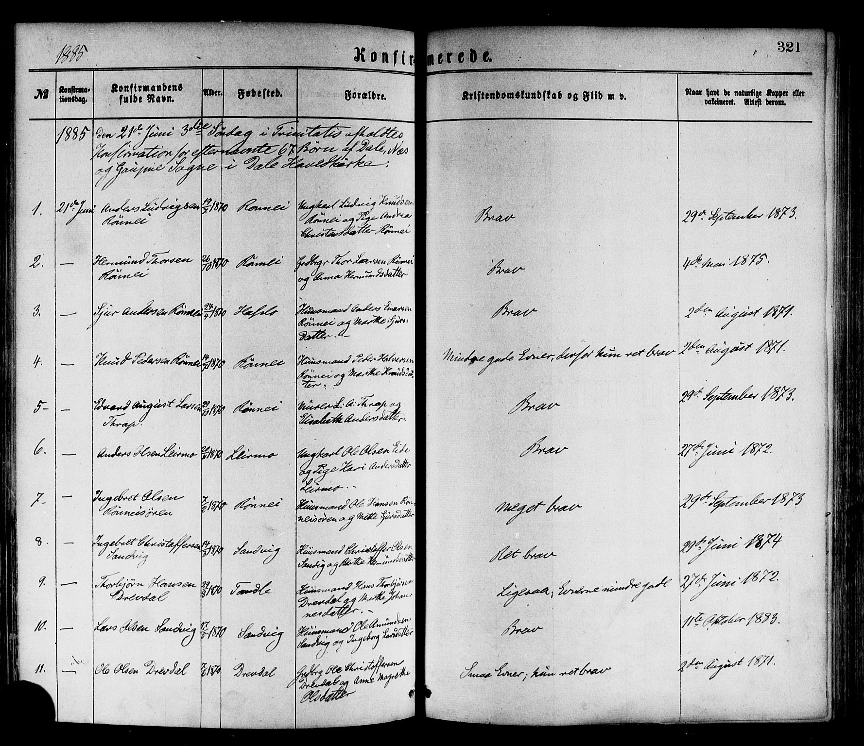 Luster sokneprestembete, SAB/A-81101/H/Haa/Haaa/L0010: Parish register (official) no. A 10, 1871-1886, p. 321