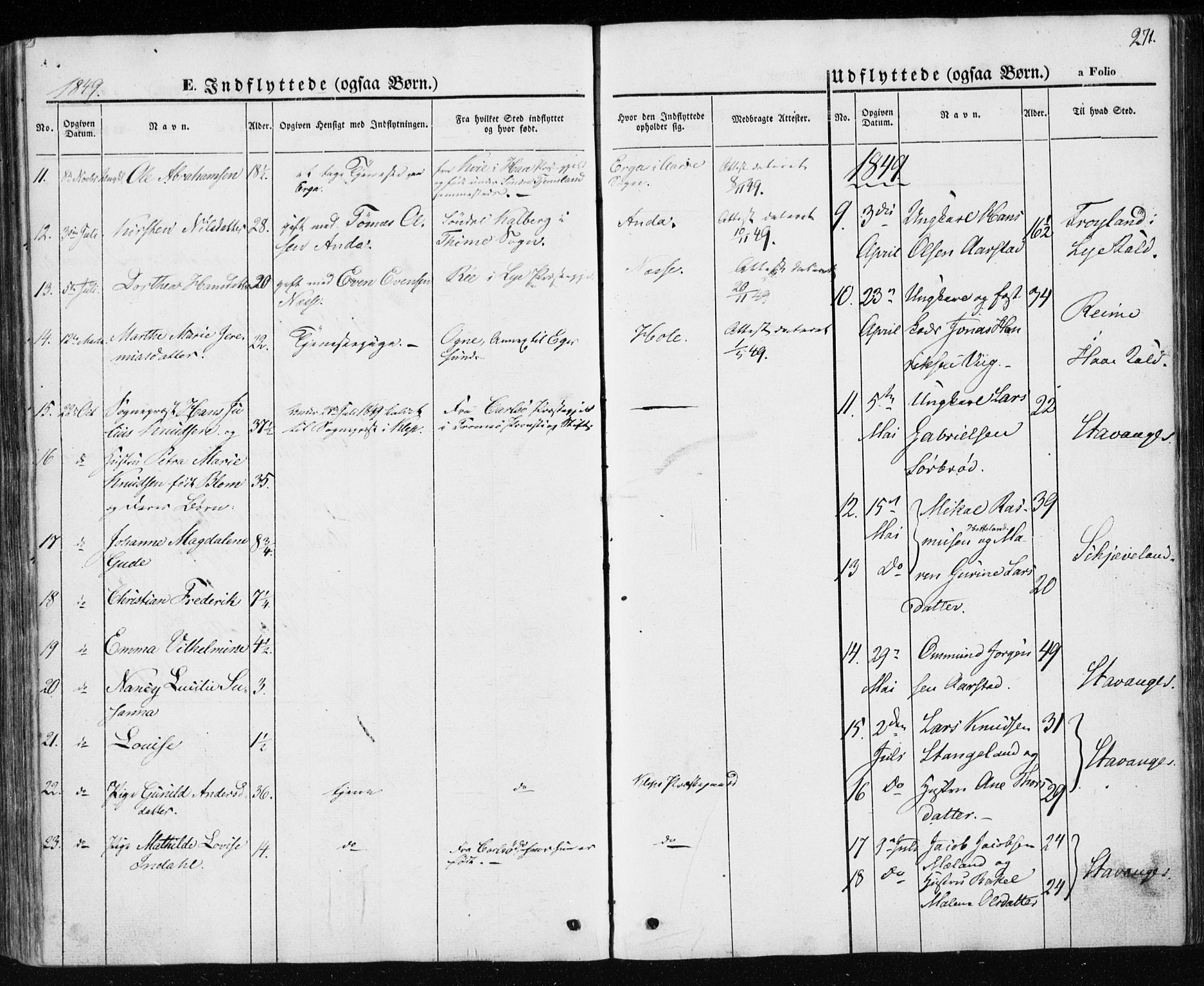 Klepp sokneprestkontor, AV/SAST-A-101803/001/3/30BA/L0004: Parish register (official) no. A 4, 1842-1852, p. 271