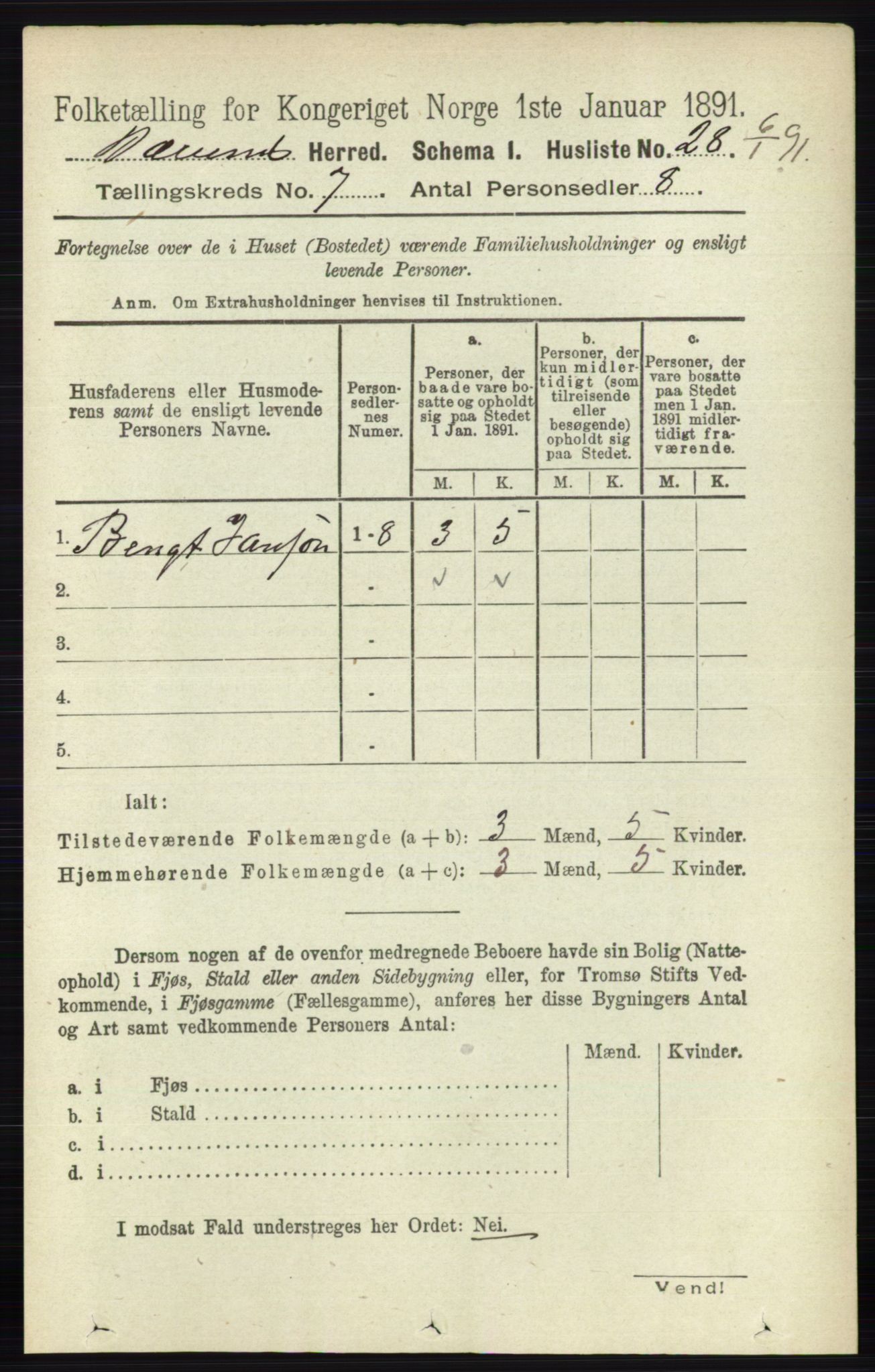 RA, 1891 census for 0219 Bærum, 1891, p. 4065